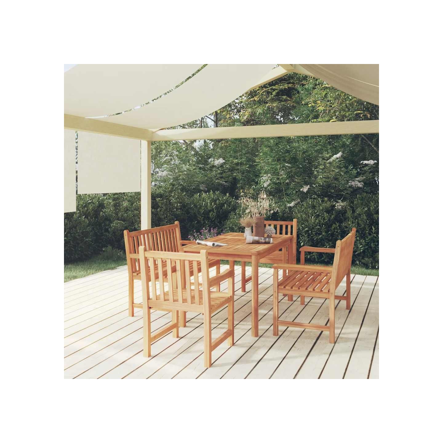 Ensemble à manger de jardin 5pcs Bois de teck massif