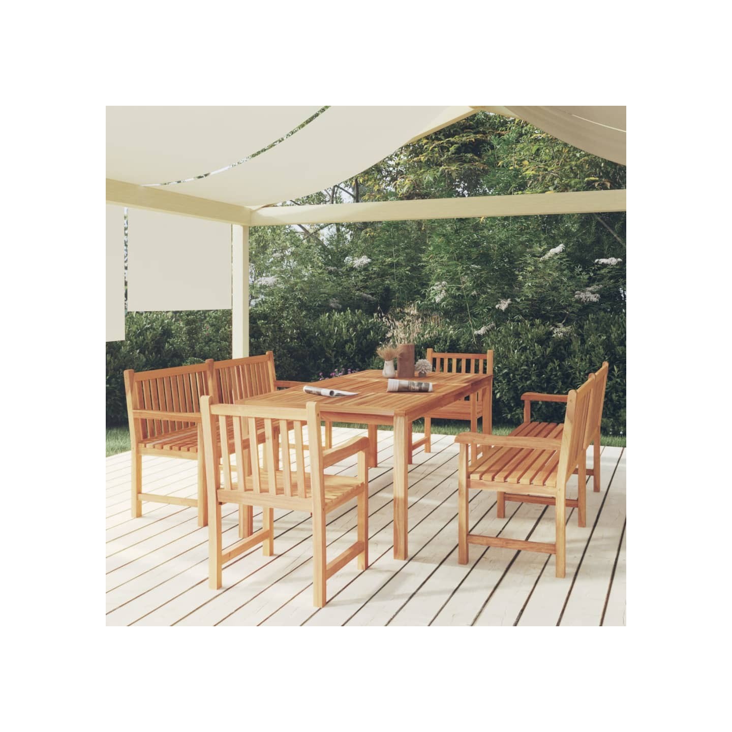Ensemble à manger de jardin 5pcs Bois de teck massif