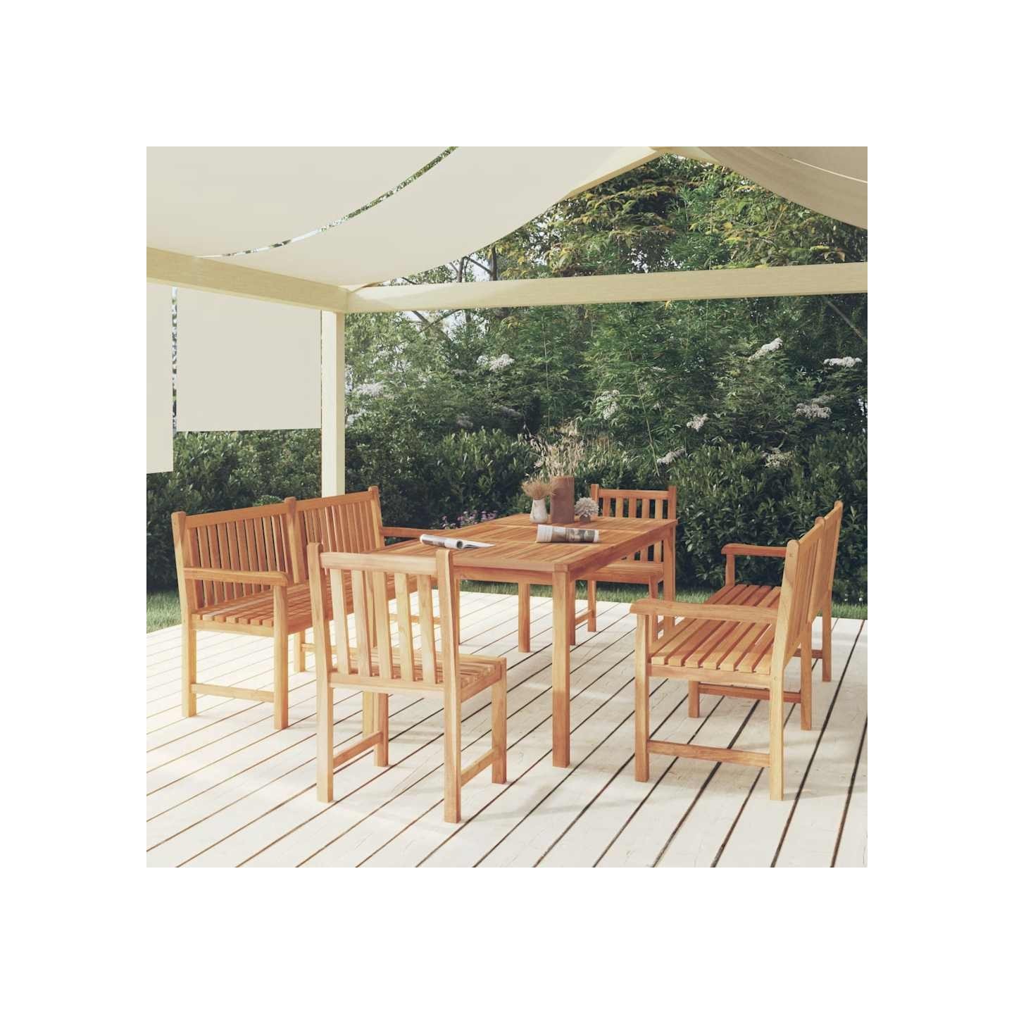 Ensemble à manger de jardin 5pcs Bois de teck massif