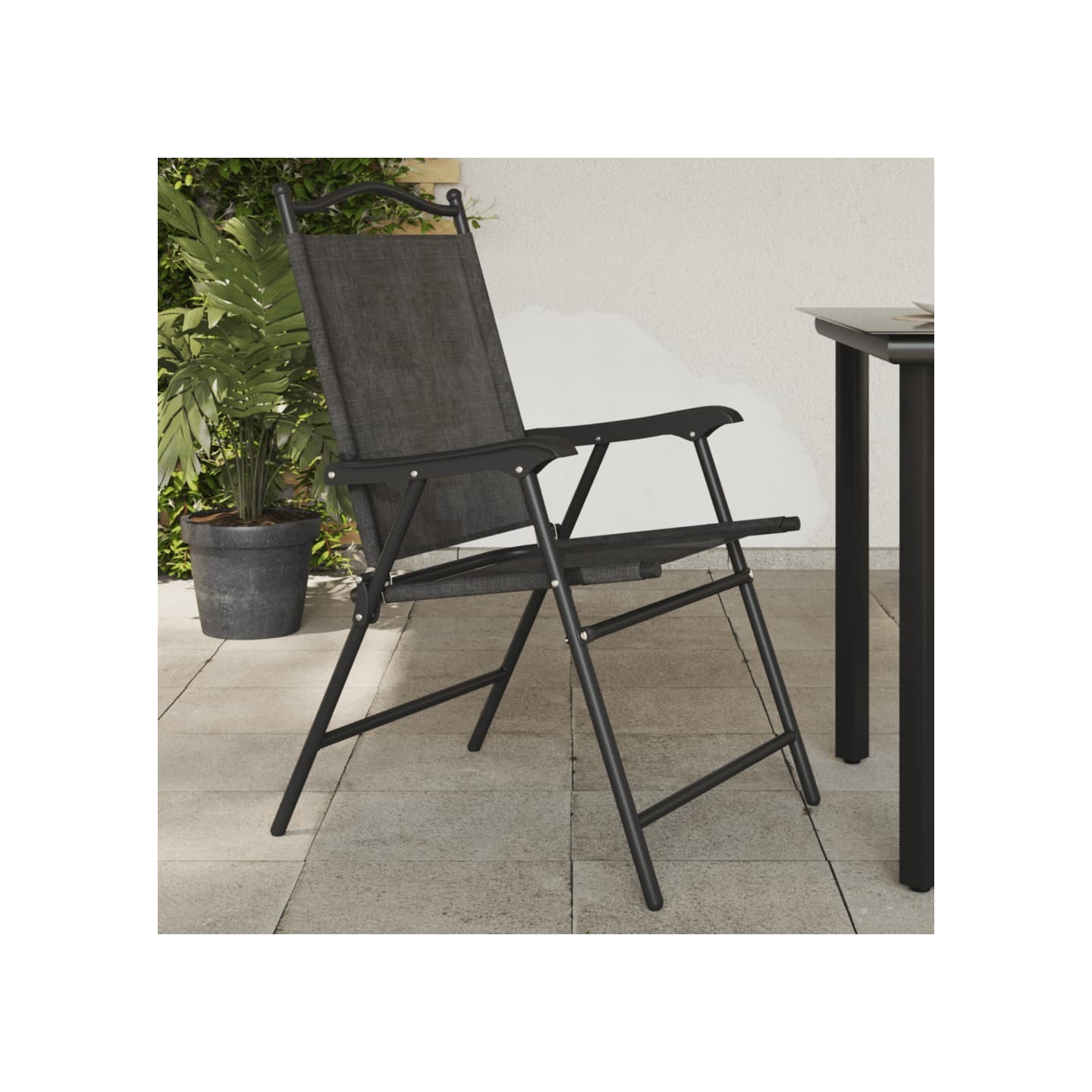 Chaises pliantes 8 pièces Gris chiné acier et textilène