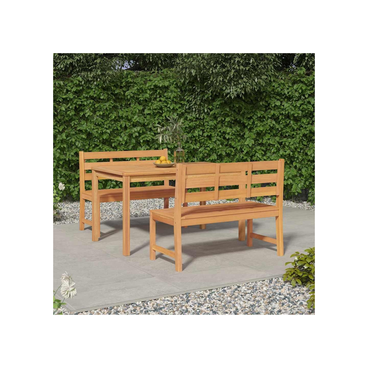 Ensemble à manger de jardin 3 pcs Bois de teck massif