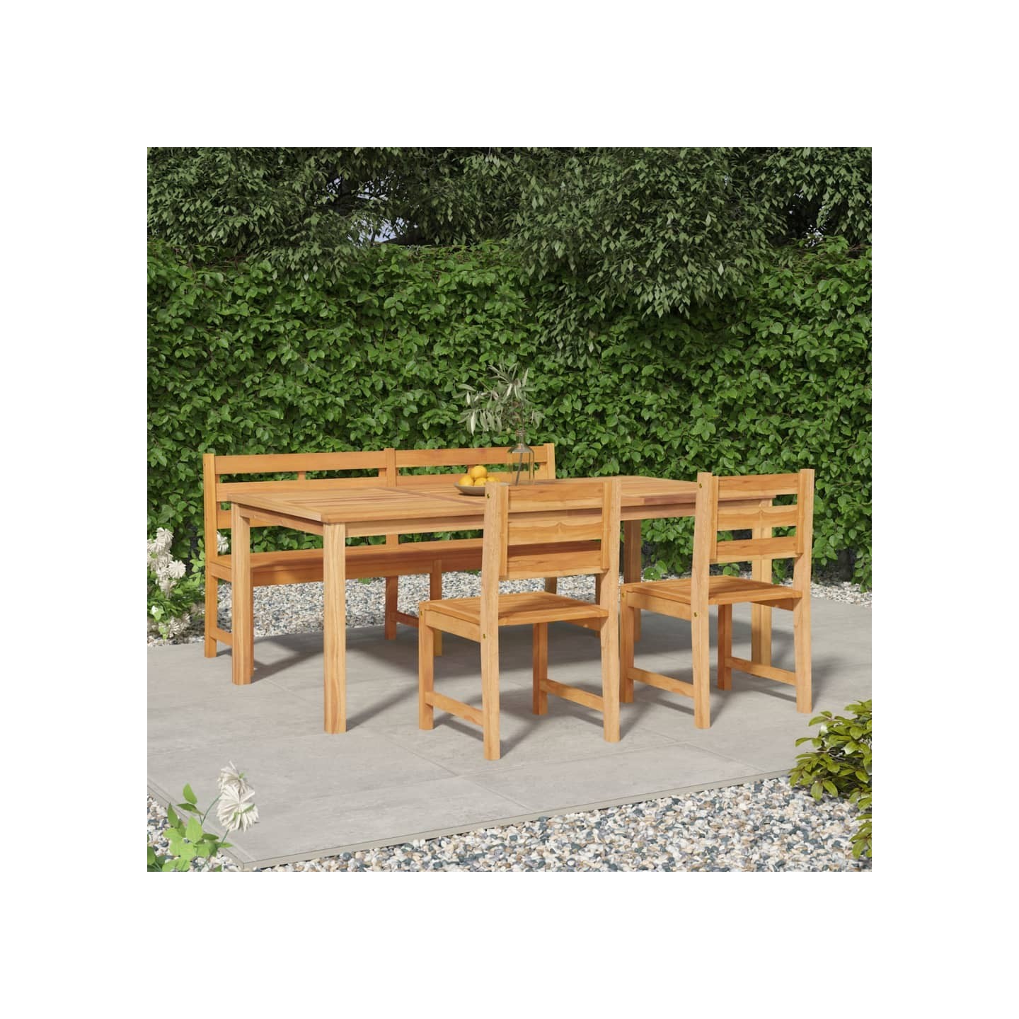 Ensemble à manger de jardin 4 pcs Bois de teck massif