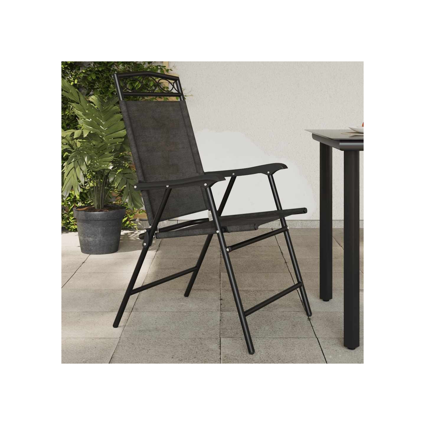 Chaises pliantes 8 pièces Gris chiné acier et textilène