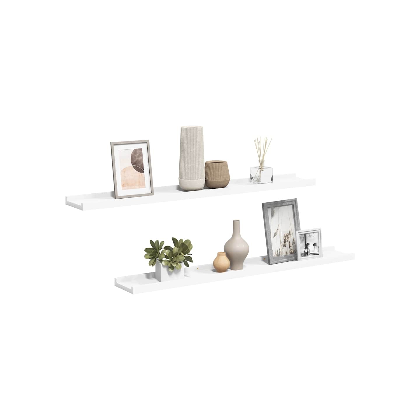 Étagères à rebord pour cadre photo 2 pcs Blanc 80x9x3 cm MDF
