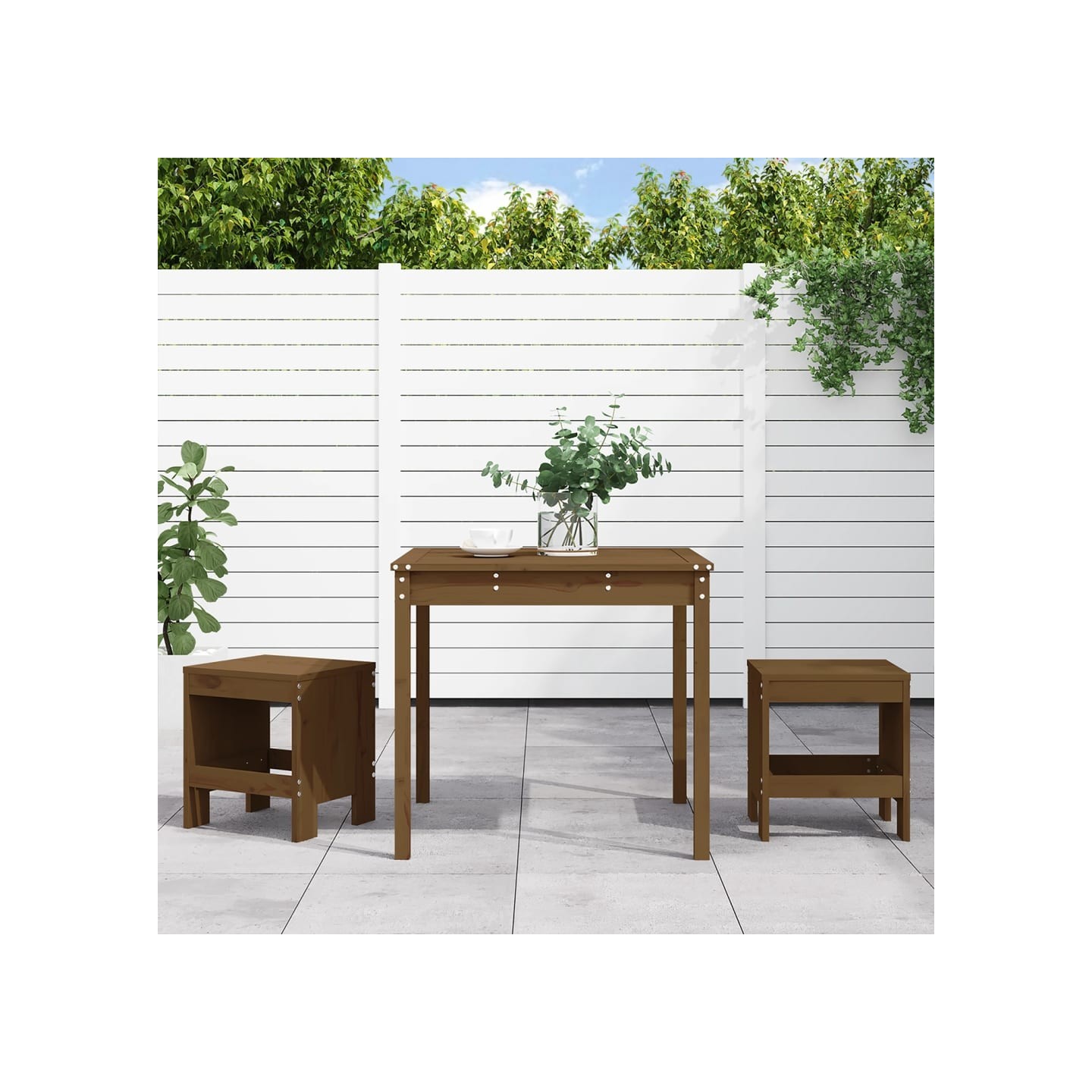 Ensemble de bistrot de jardin 3 pcs marron miel bois pin massif