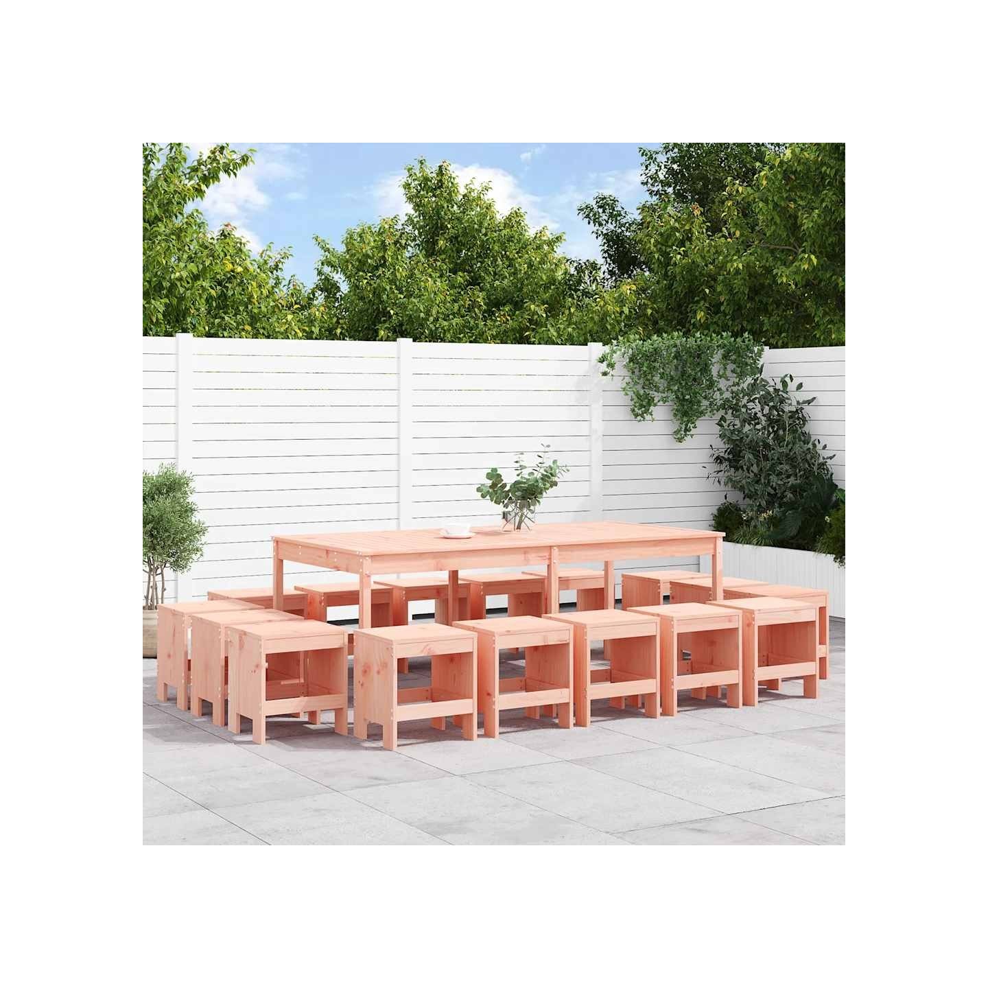 Ensemble à manger de jardin 17 pcs bois massif de Douglas