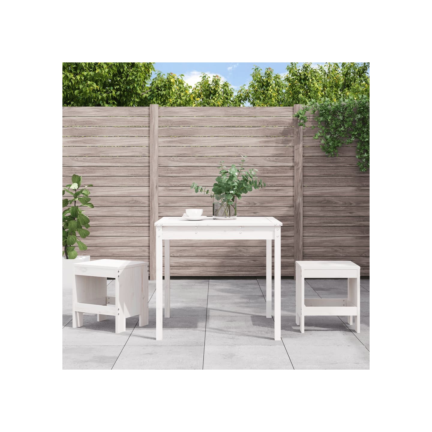 Ensemble de bistrot de jardin 3 pcs blanc bois de pin massif