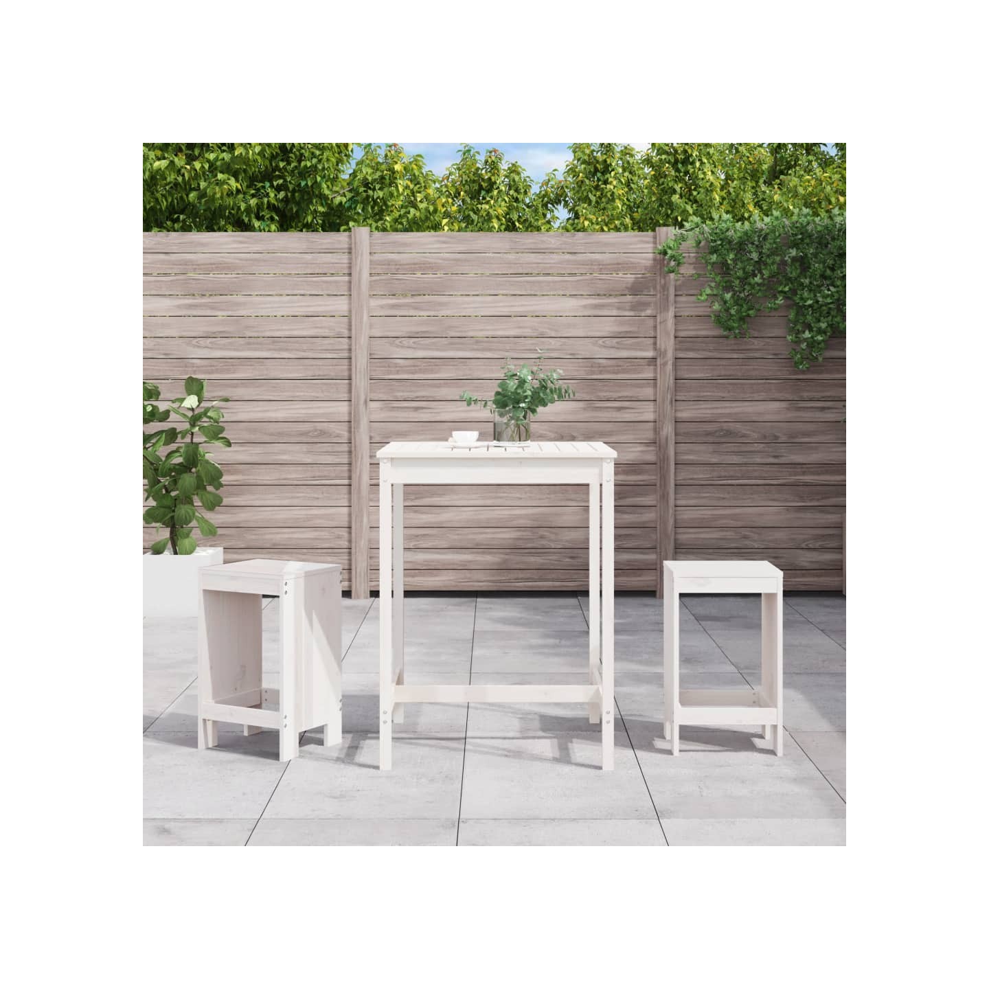 Ensemble de bar de jardin 3 pcs blanc bois de pin massif