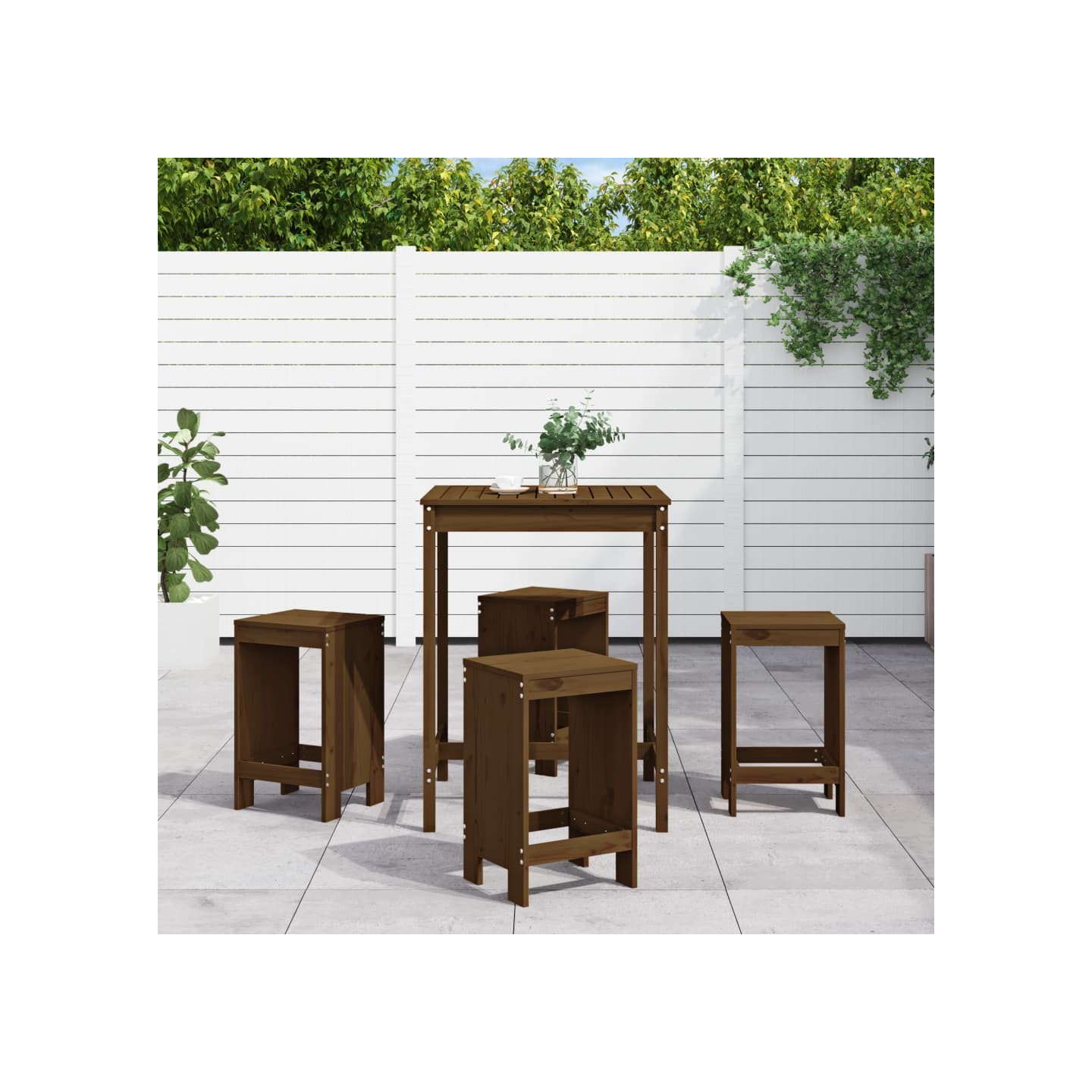Ensemble de bar de jardin 5 pcs marron miel bois de pin massif
