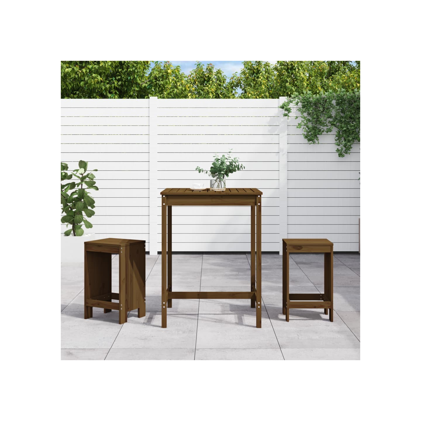 Ensemble de bar de jardin 3 pcs marron miel bois pin massif