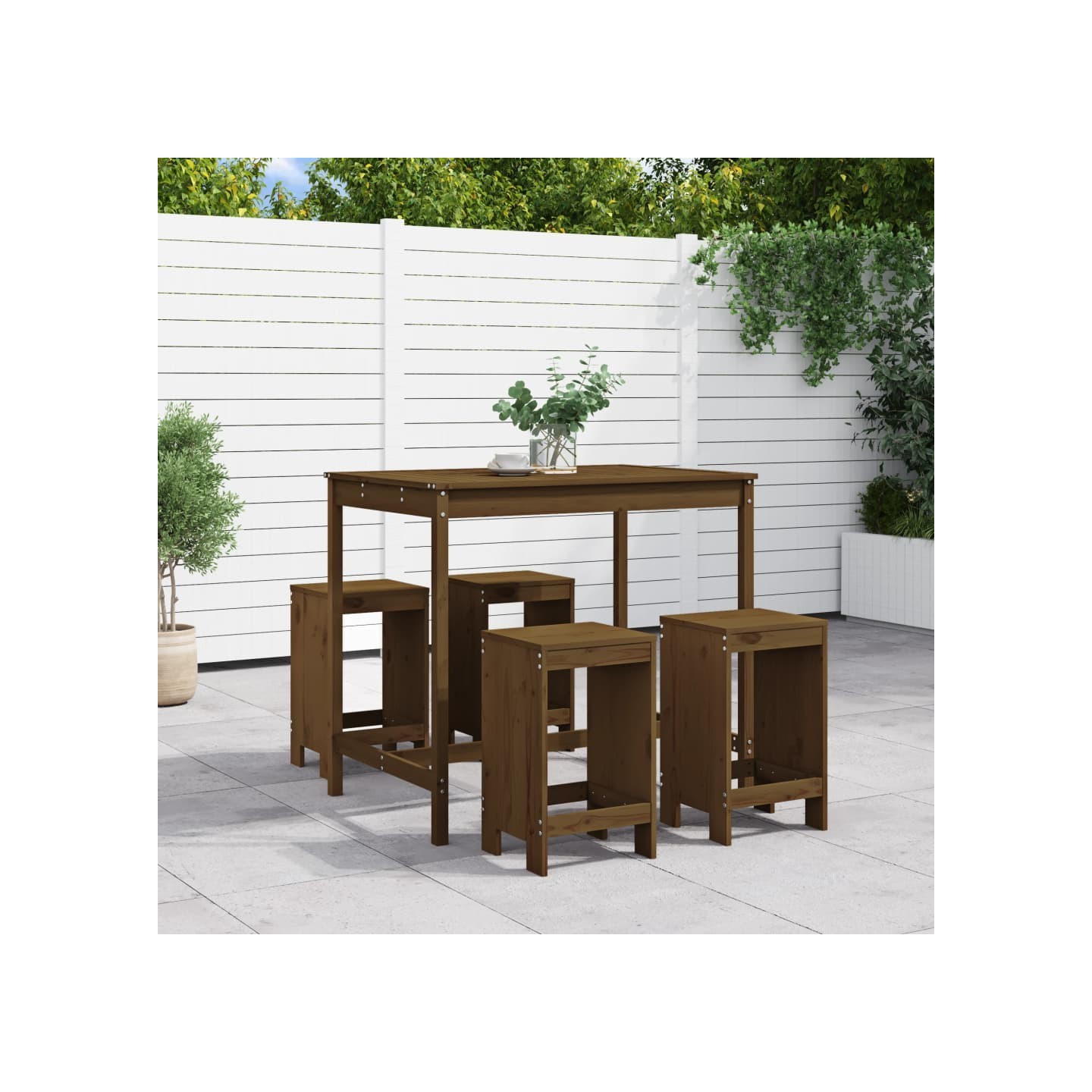 Ensemble de bar de jardin 5 pcs marron miel bois de pin massif