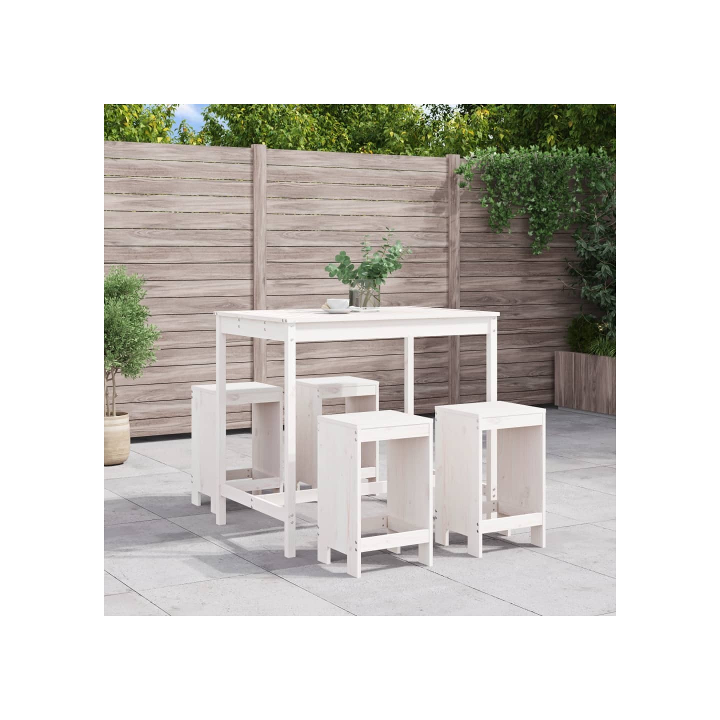 Ensemble de bar de jardin 5 pcs blanc bois massif de pin