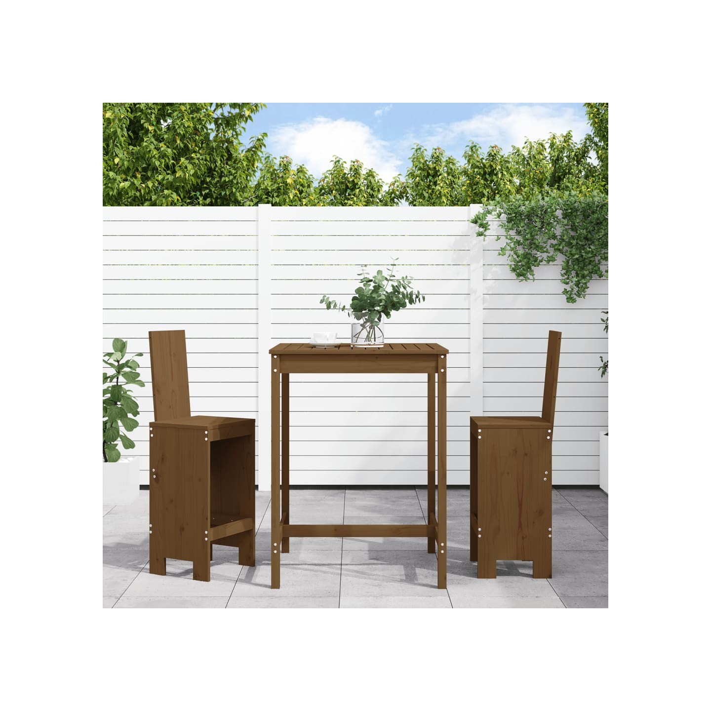 Ensemble de bar de jardin 3 pcs marron miel bois pin massif