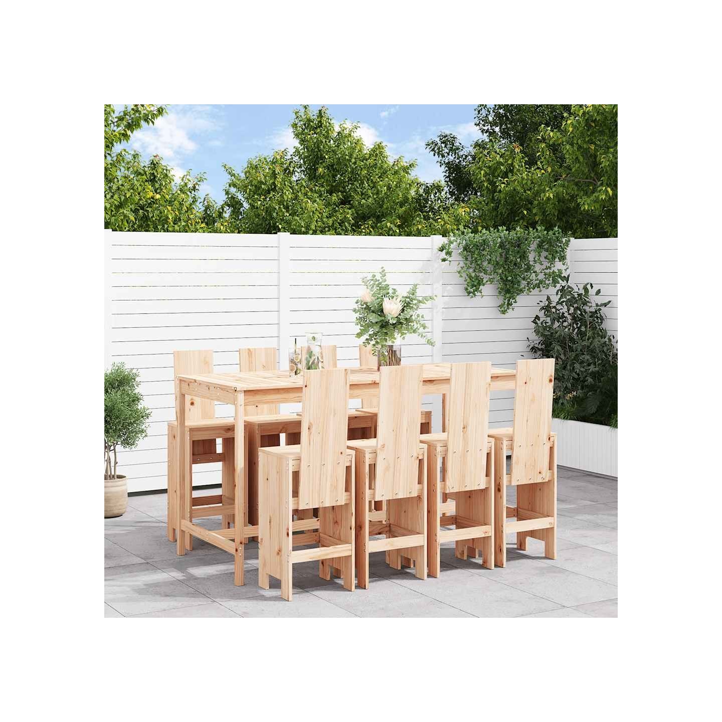 Ensemble de bar de jardin 9 pcs Bois de pin massif