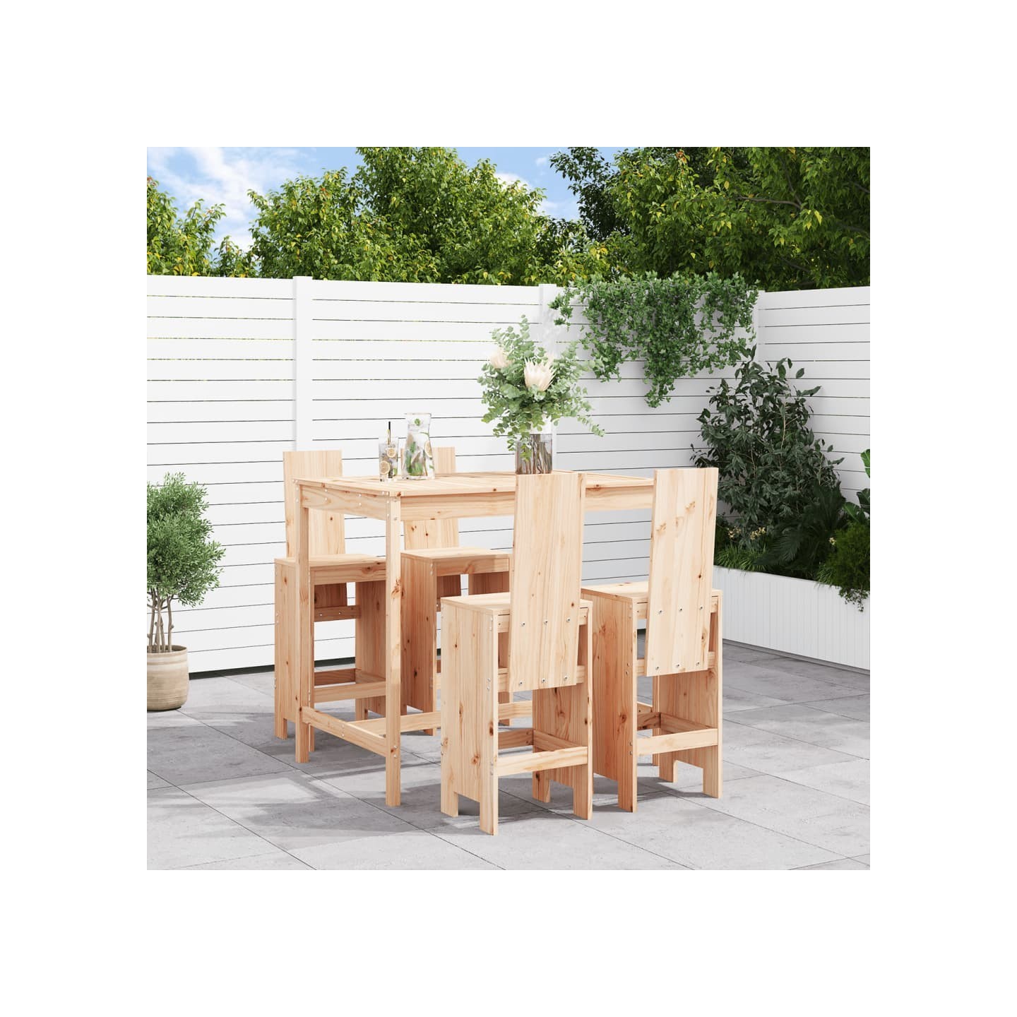 Ensemble de bar de jardin 5 pcs bois de pin massif