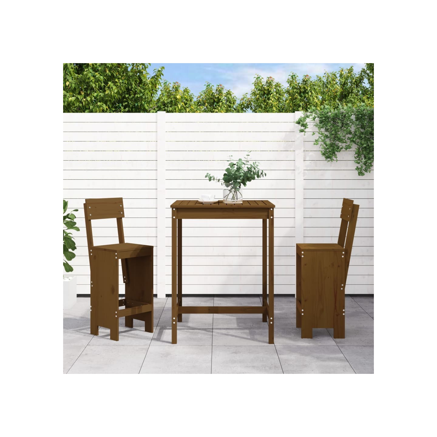 Ensemble de bar de jardin 3 pcs marron miel bois pin massif