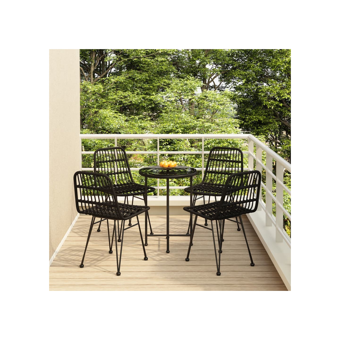 Ensemble à manger de jardin 5 pcs Noir Résine tressée