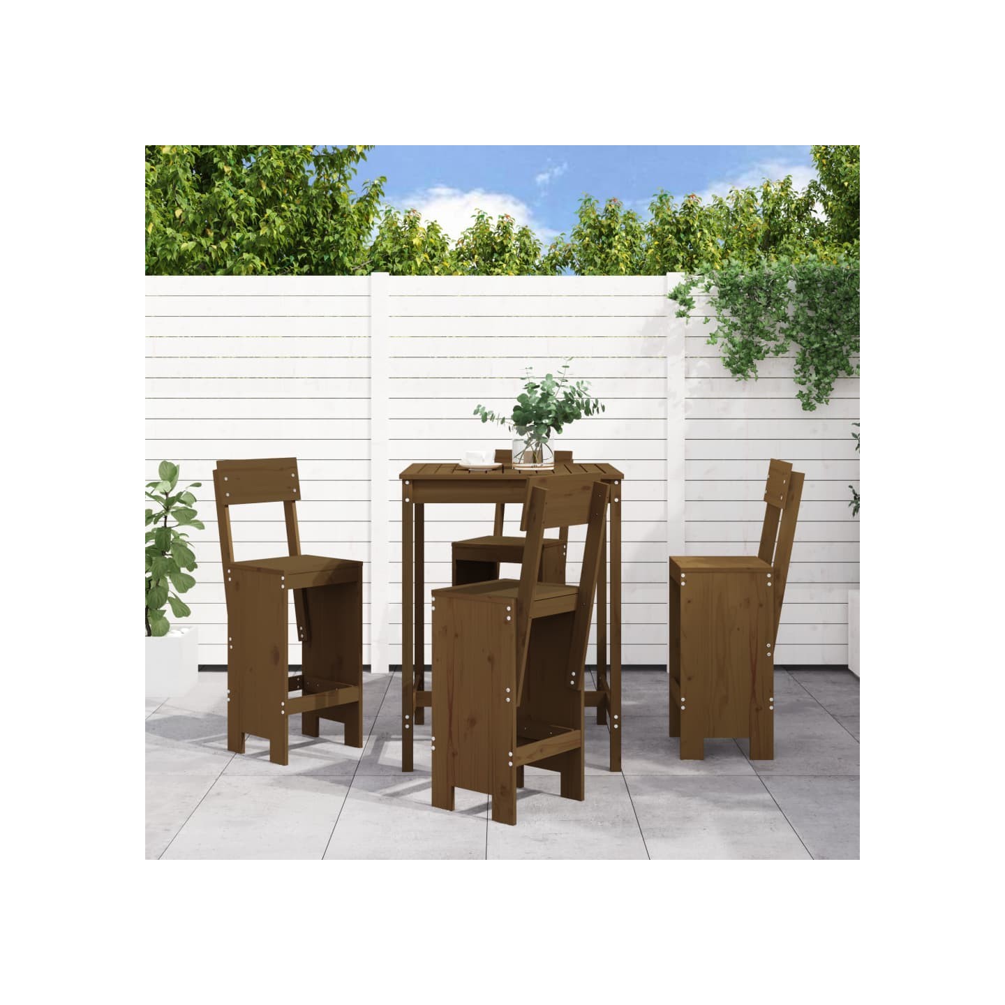 Ensemble de bar de jardin 5 pcs marron miel bois de pin massif