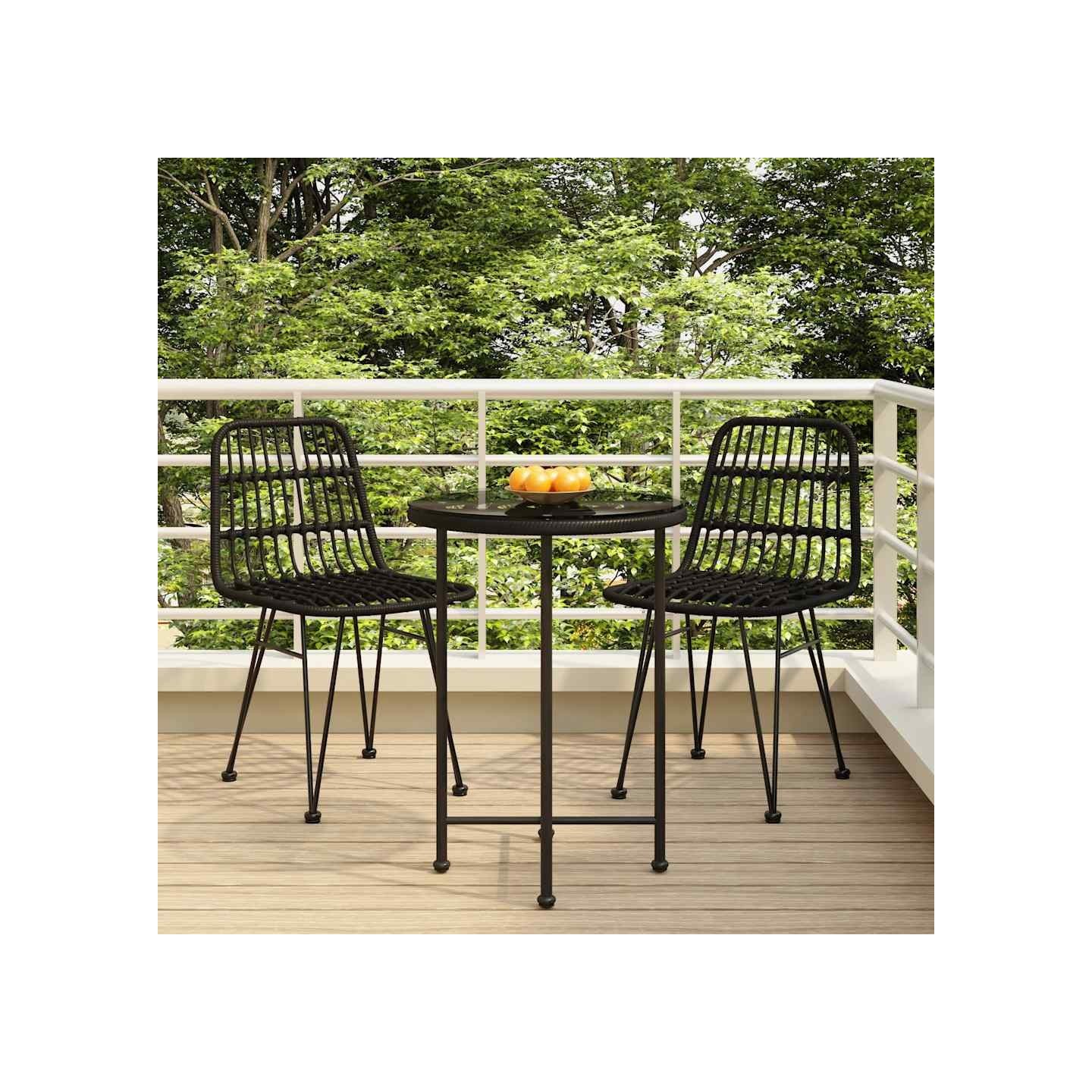 Ensemble à manger de jardin 3 pcs Noir Résine tressée