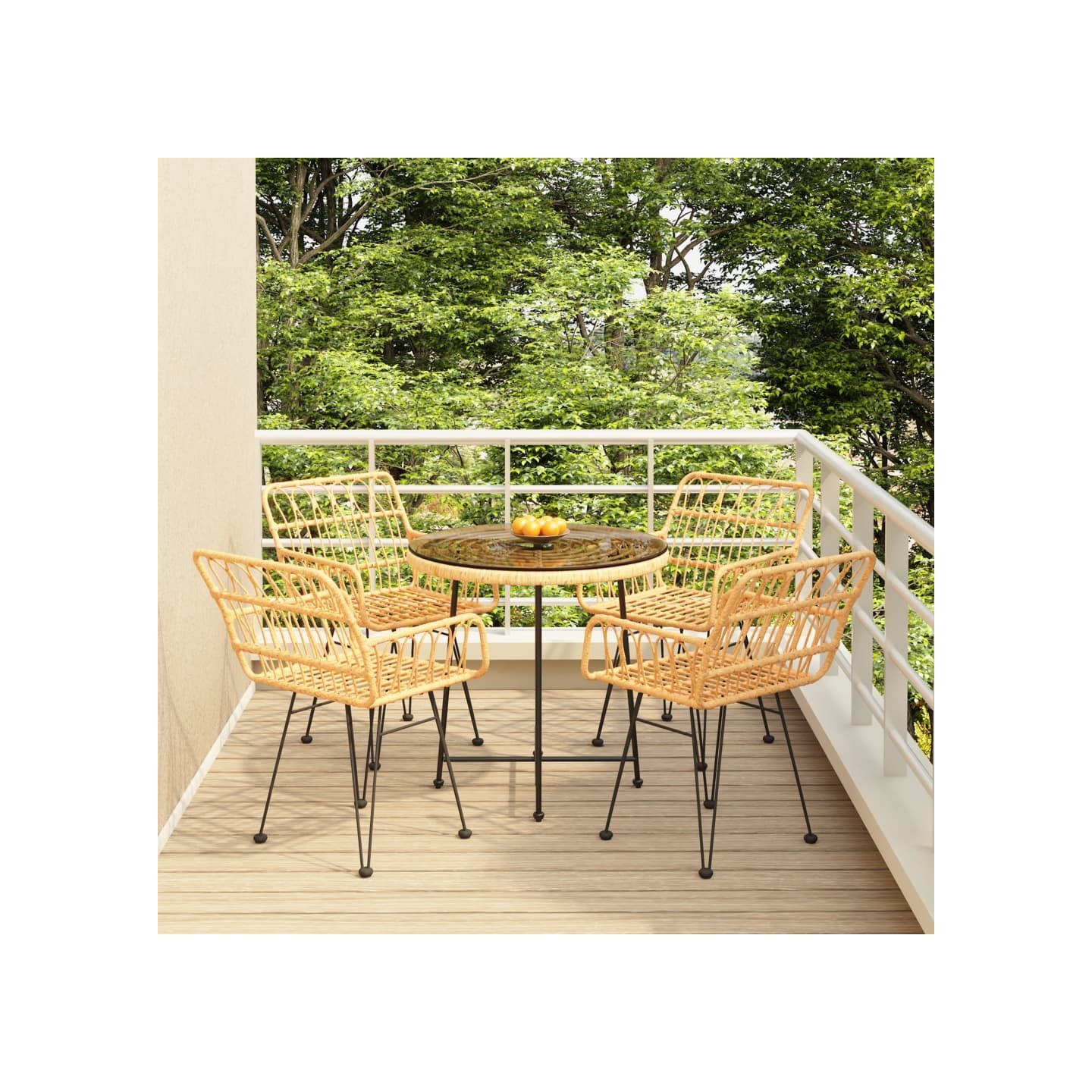 Ensemble à manger de jardin 5pcs Résine tressée