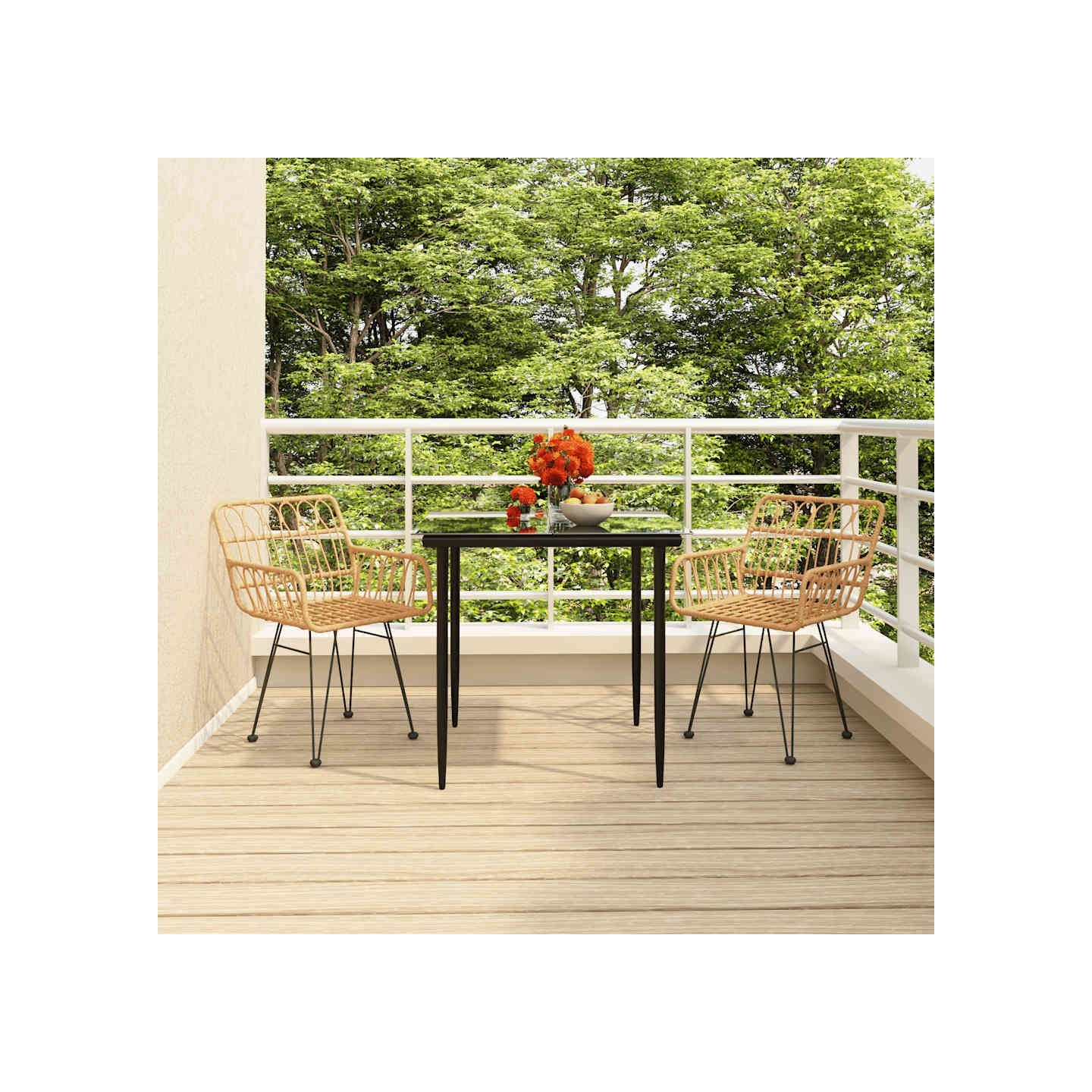 Ensemble à manger de jardin 3 pcs Résine tressée
