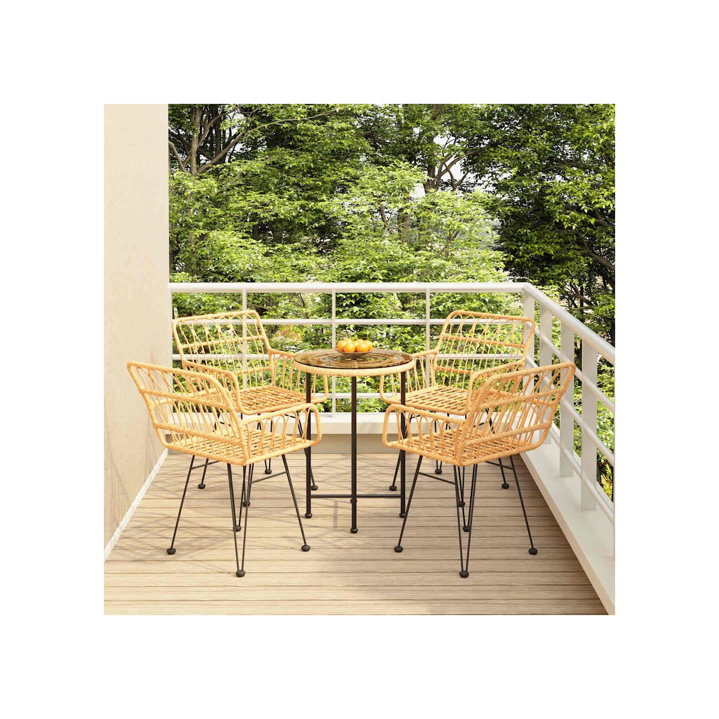 Ensemble à manger de jardin 5pcs Résine tressée