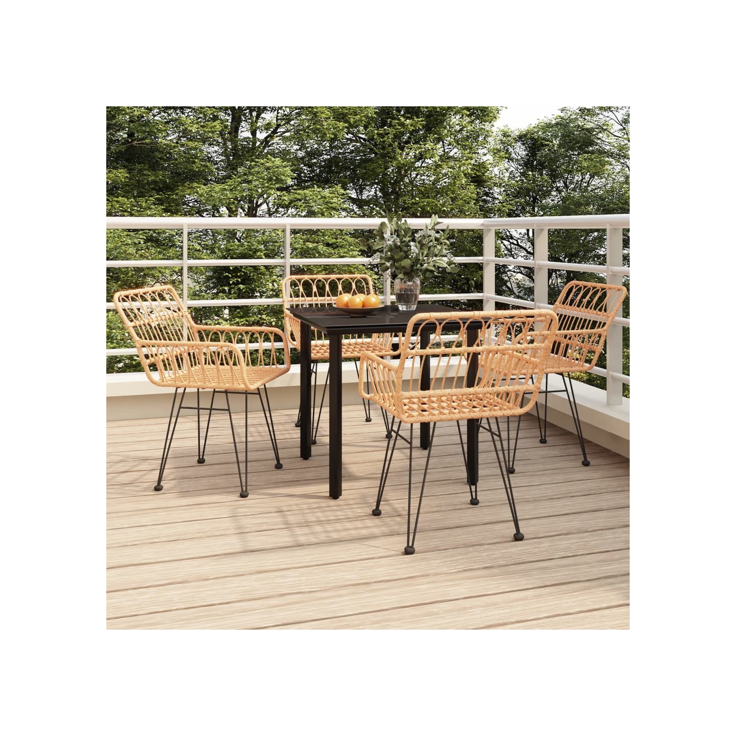 Ensemble à manger de jardin 5pcs Résine tressée