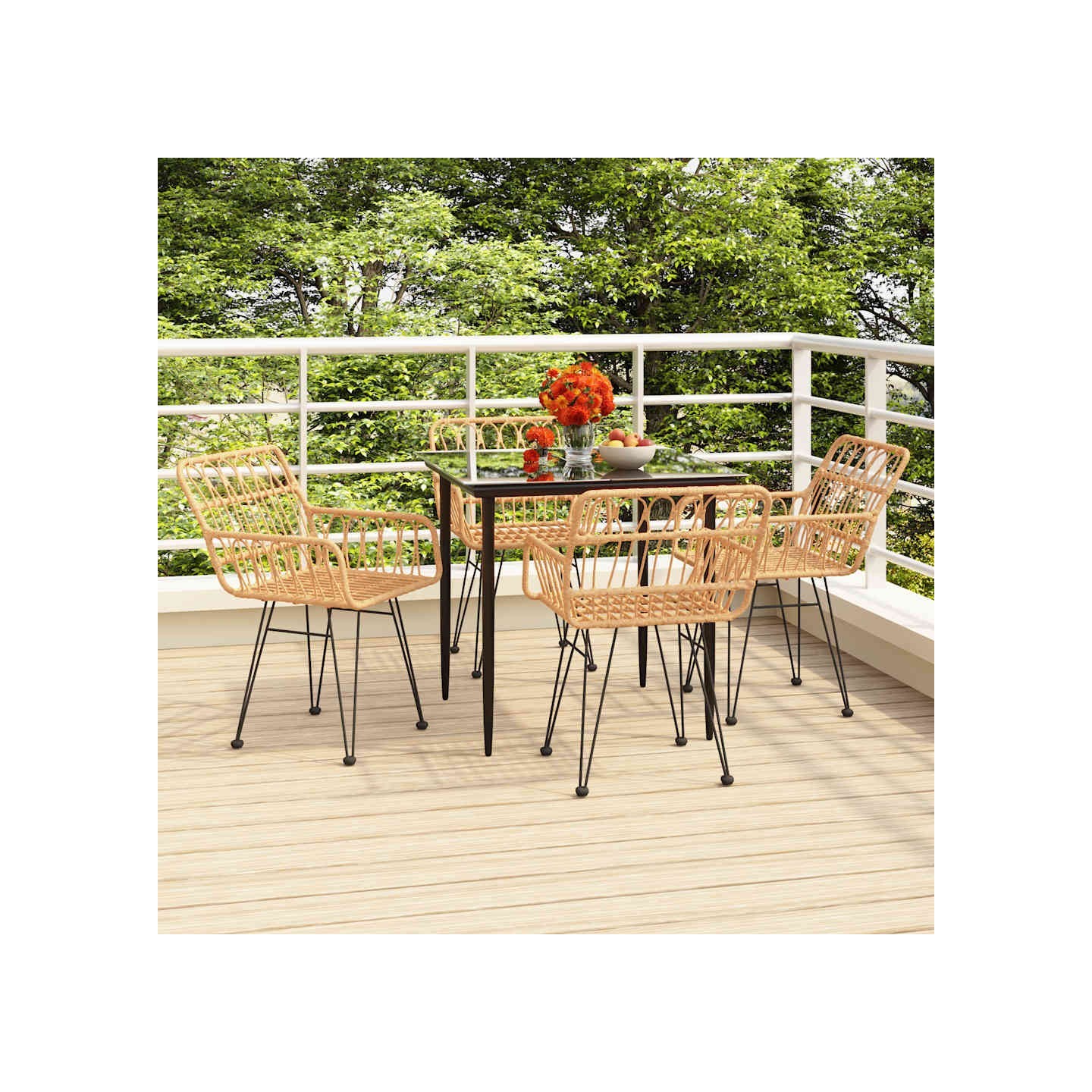 Ensemble à manger de jardin 5pcs Résine tressée