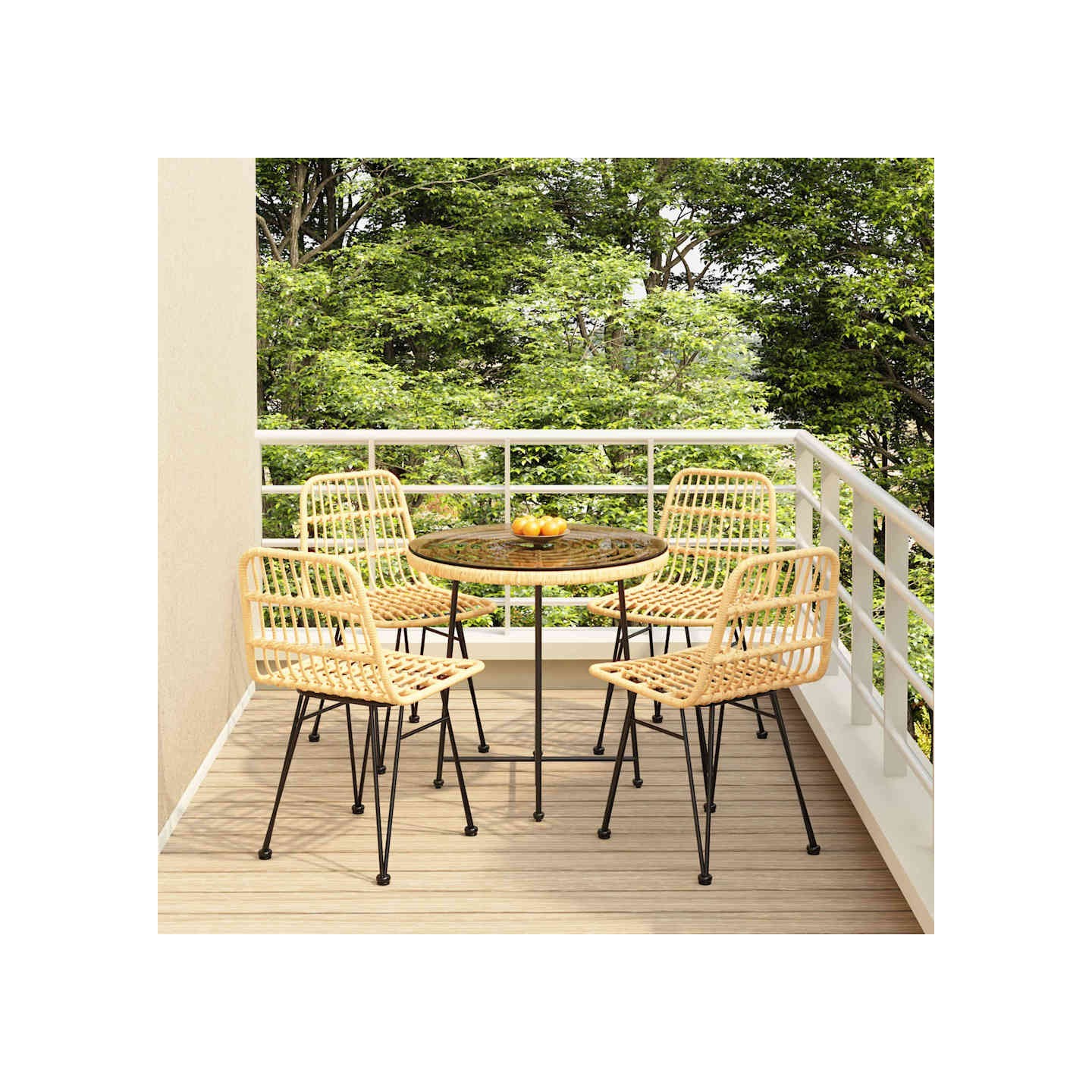 Ensemble à manger de jardin 5pcs Résine tressée