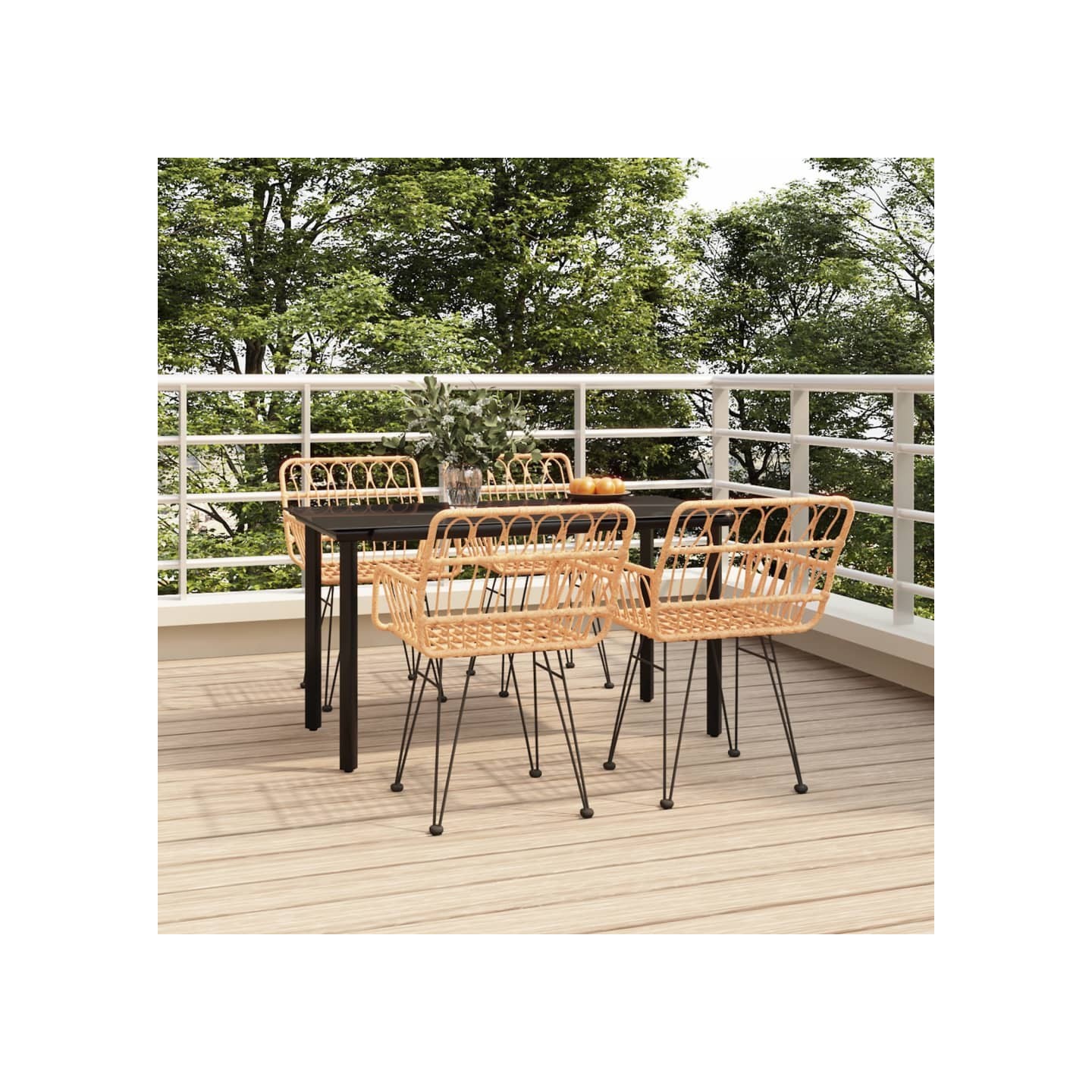 Ensemble à manger de jardin 5pcs Résine tressée