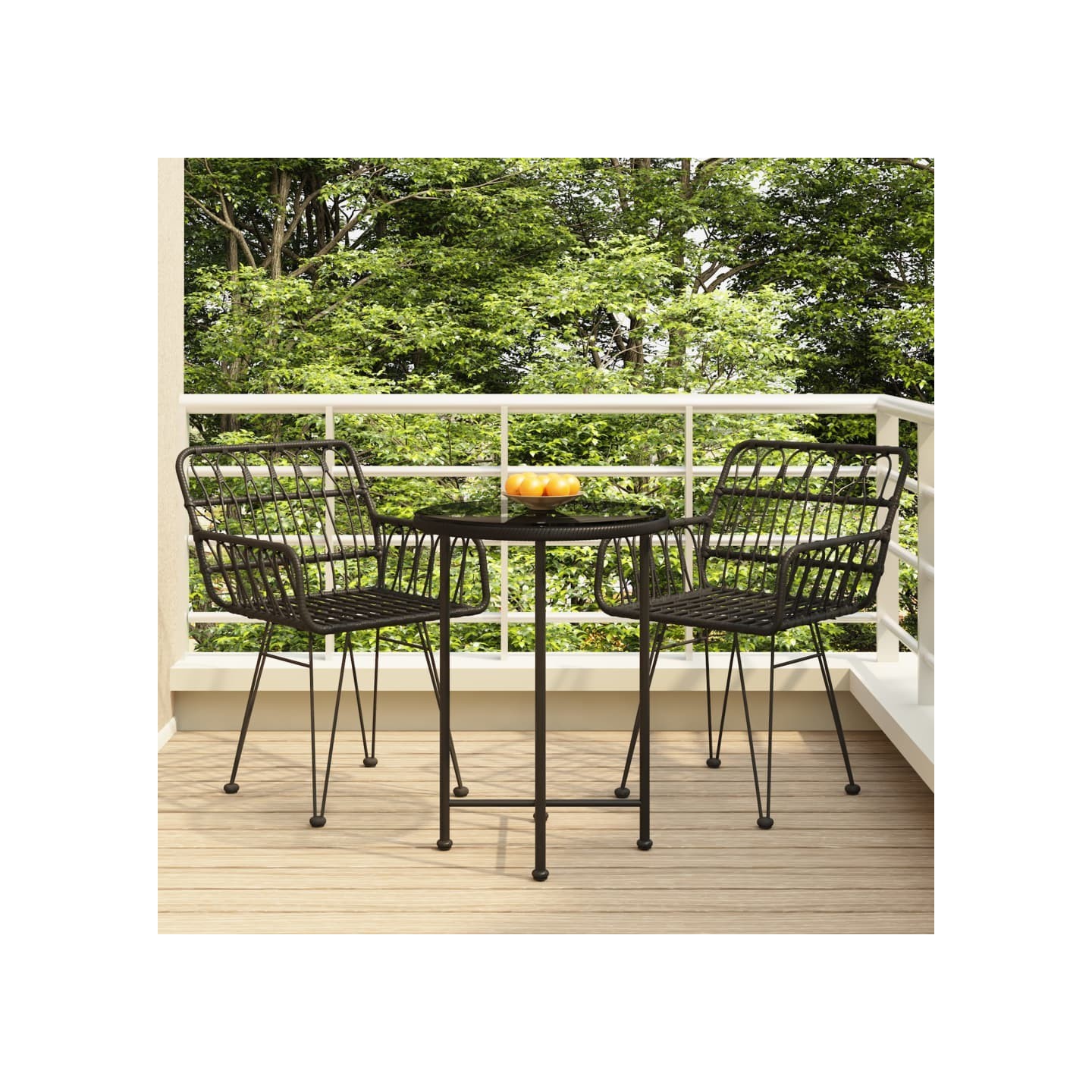 Ensemble à manger de jardin 3 pcs Noir Résine tressée