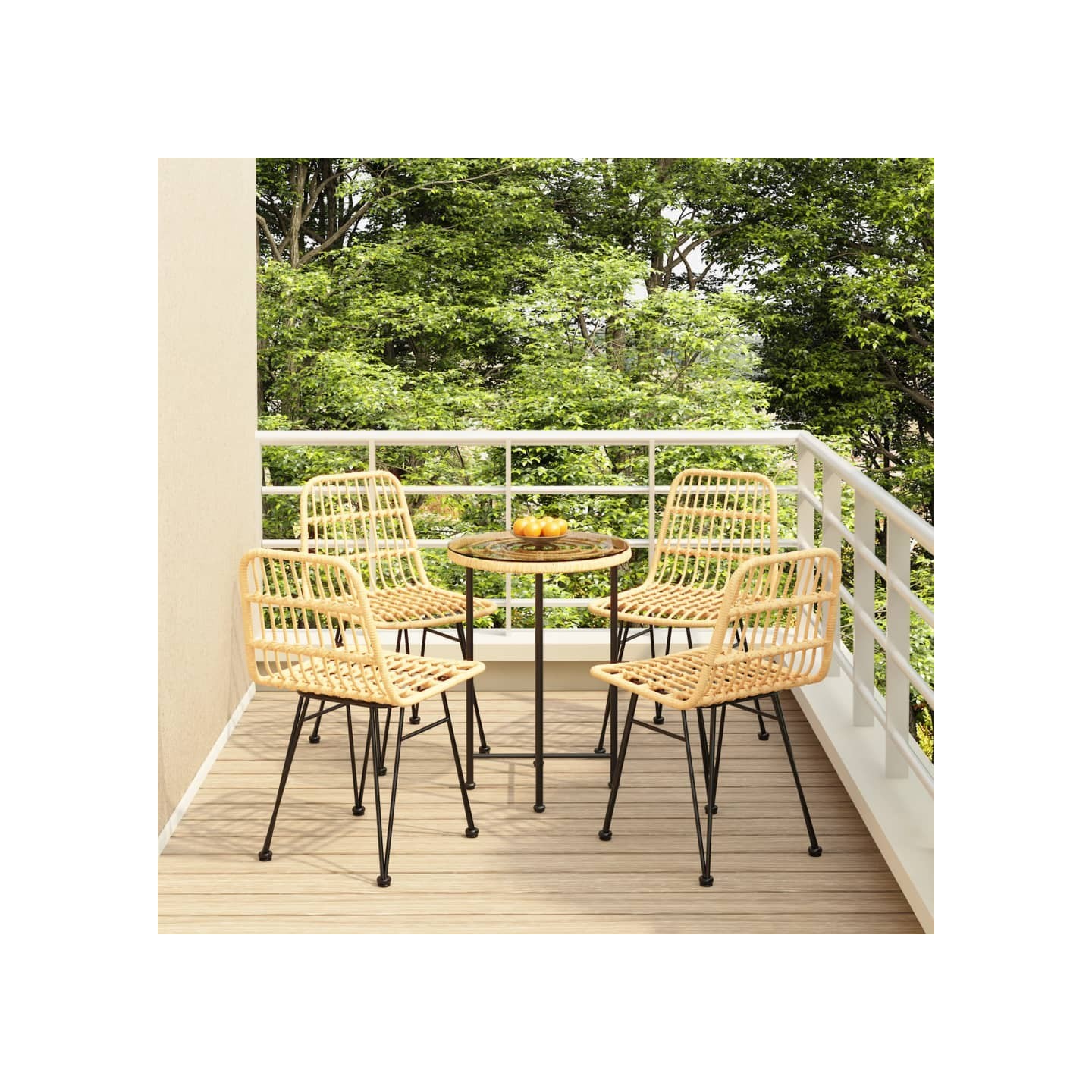 Ensemble à manger de jardin 5pcs Résine tressée