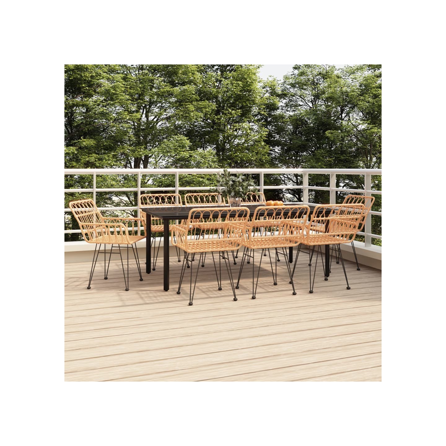 Ensemble à manger de jardin 9 pcs Résine tressée