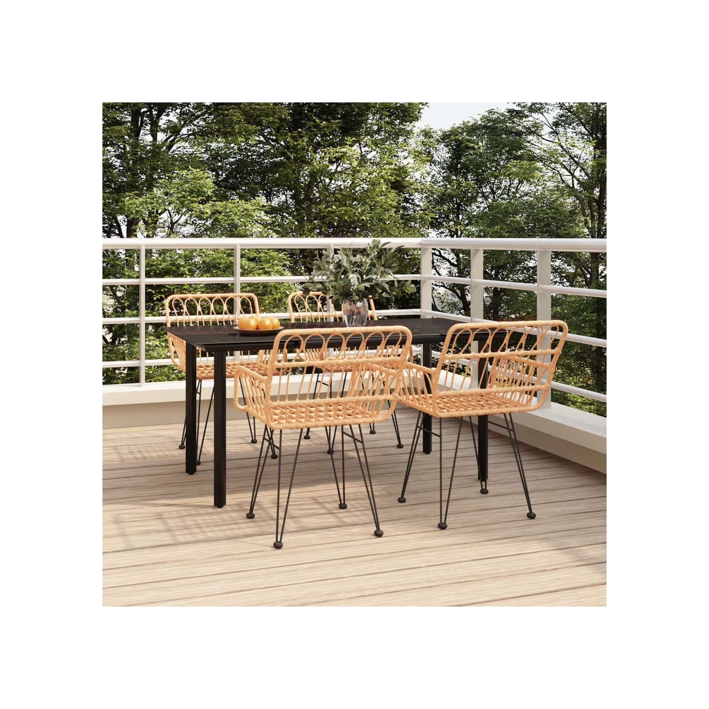 Ensemble à manger de jardin 5pcs Résine tressée