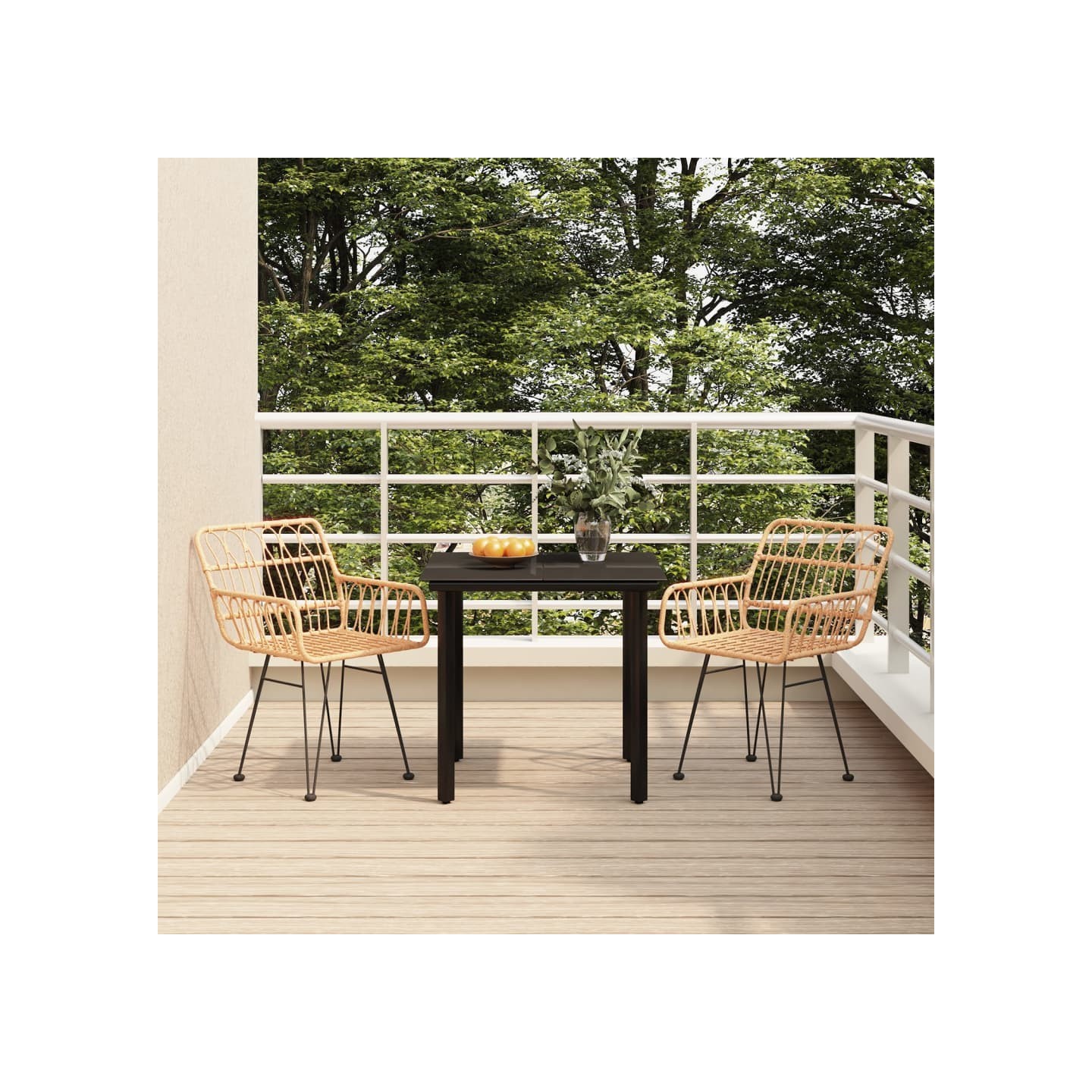 Ensemble à manger de jardin 3 pcs Résine tressée