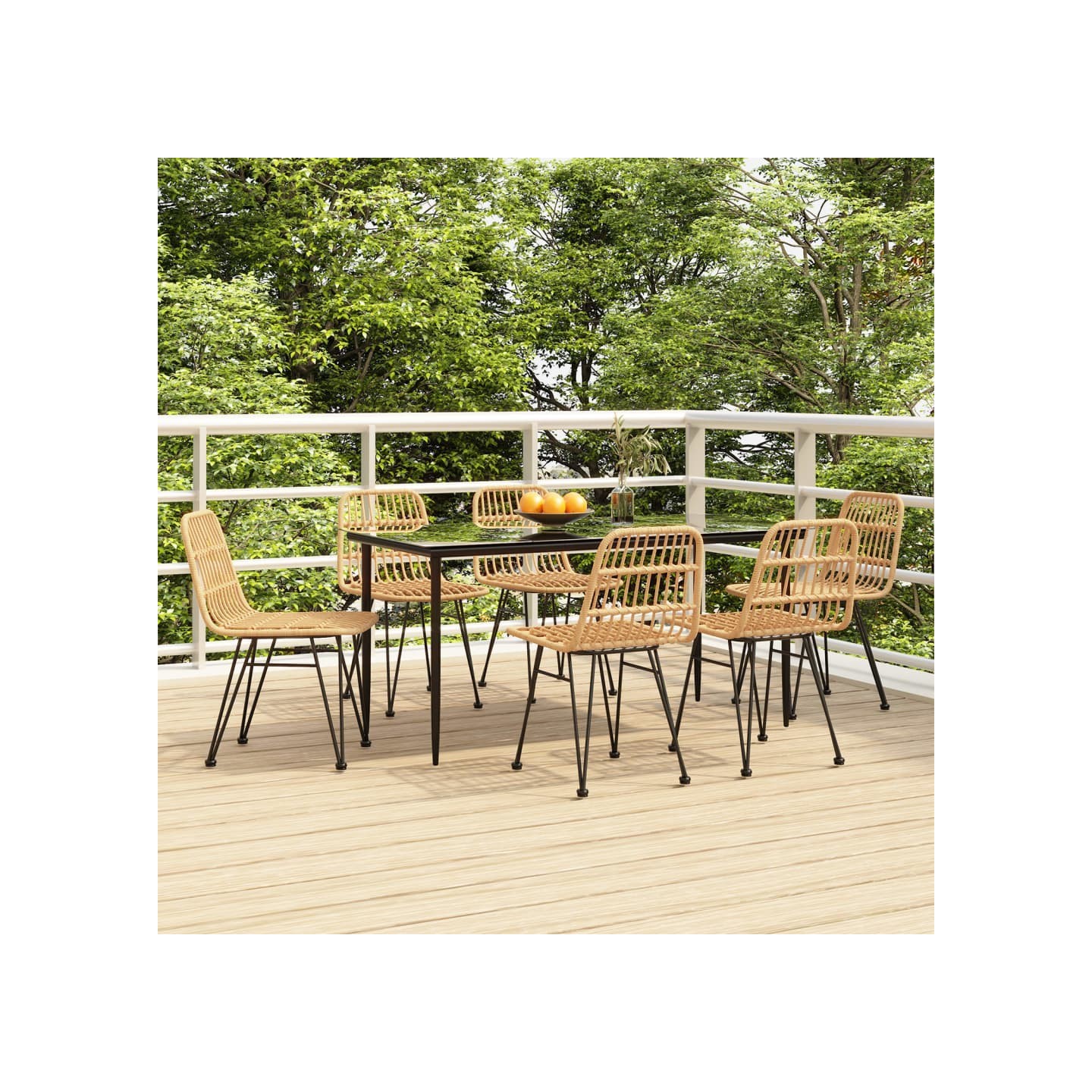 Ensemble à manger de jardin 7 pcs Résine tressée