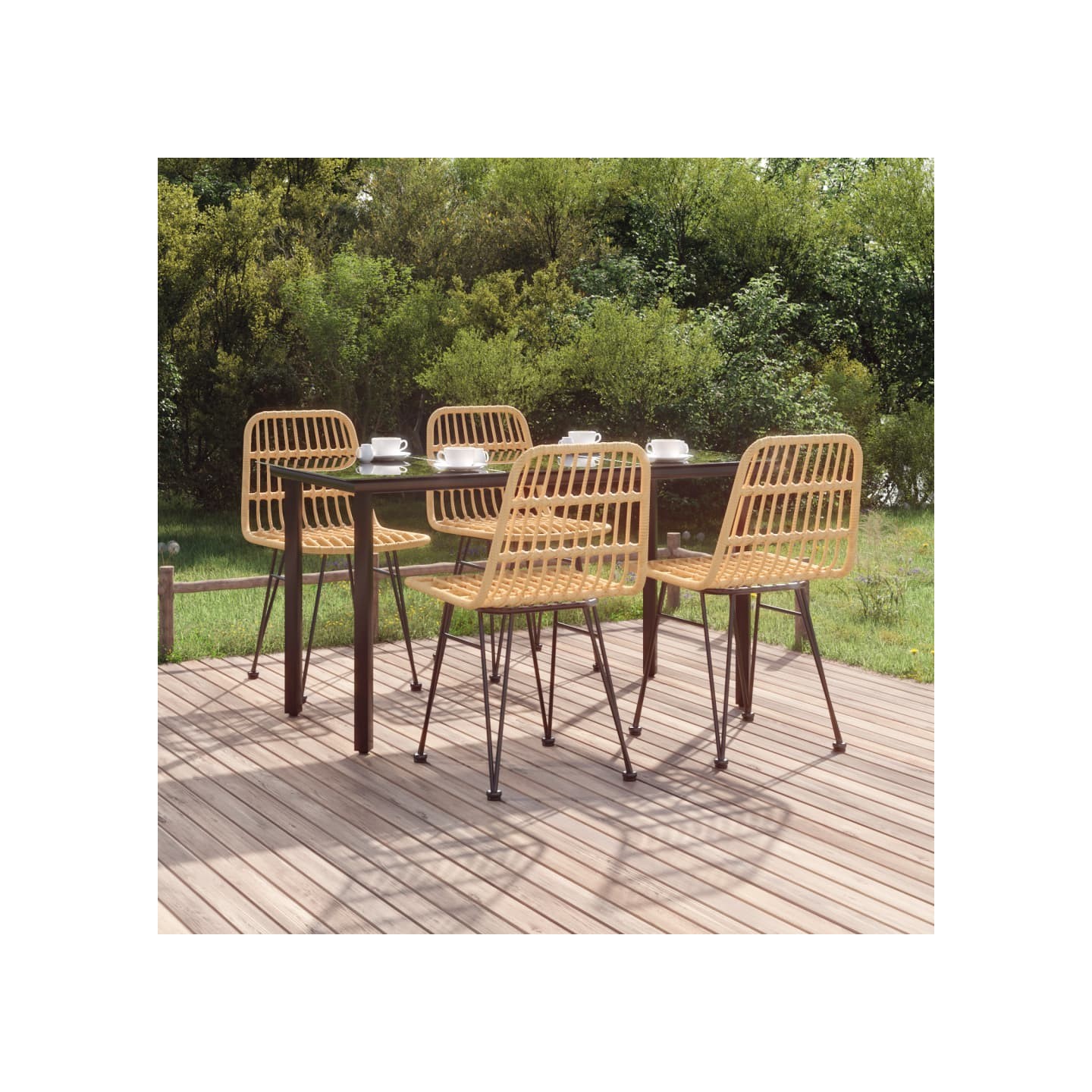 Ensemble à manger de jardin 5pcs Résine tressée