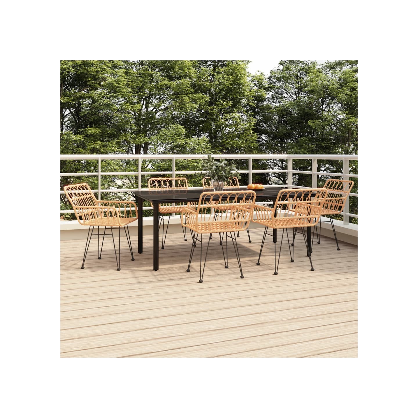 Ensemble à manger de jardin 7 pcs Résine tressée