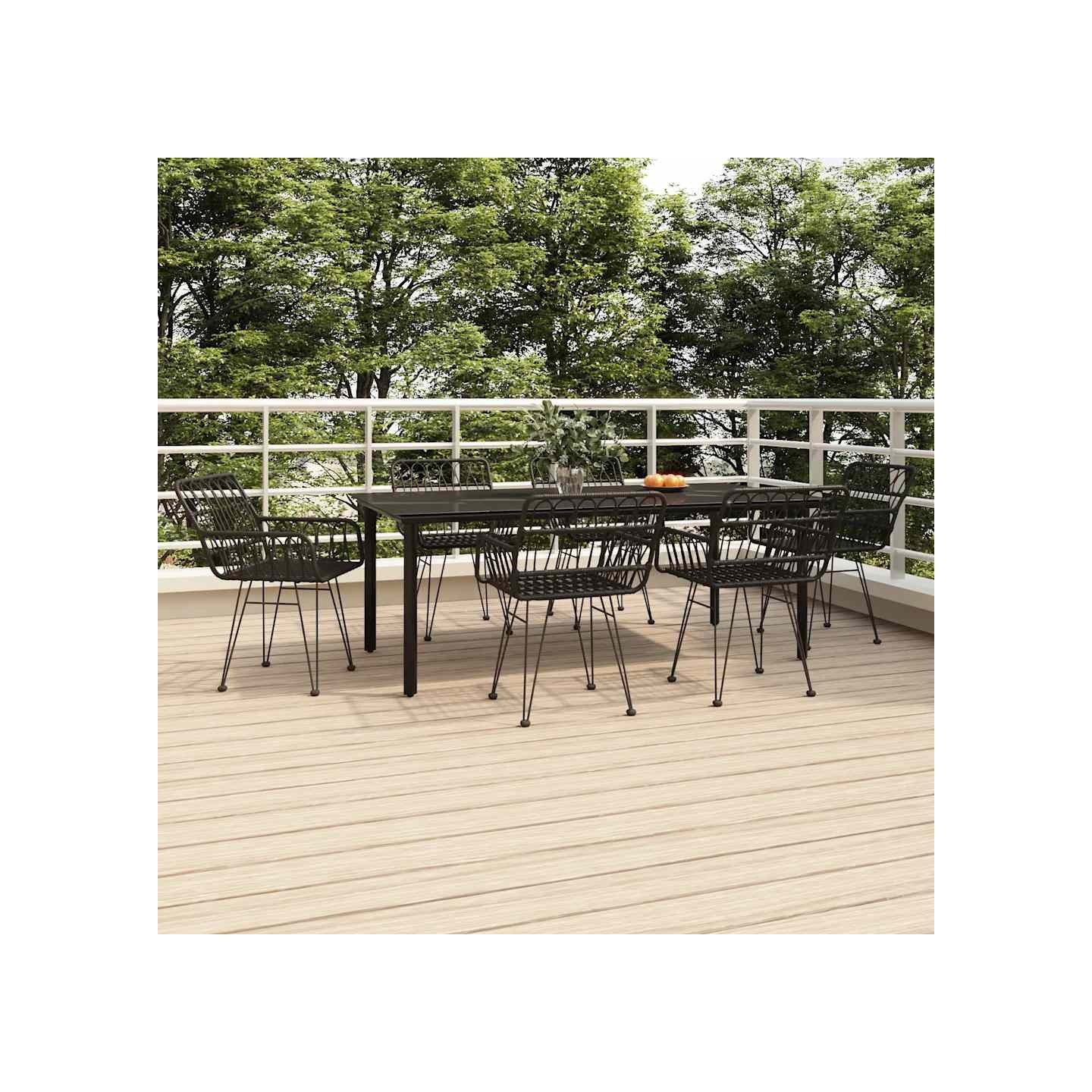 Ensemble à manger de jardin 7 pcs Noir Résine tressée
