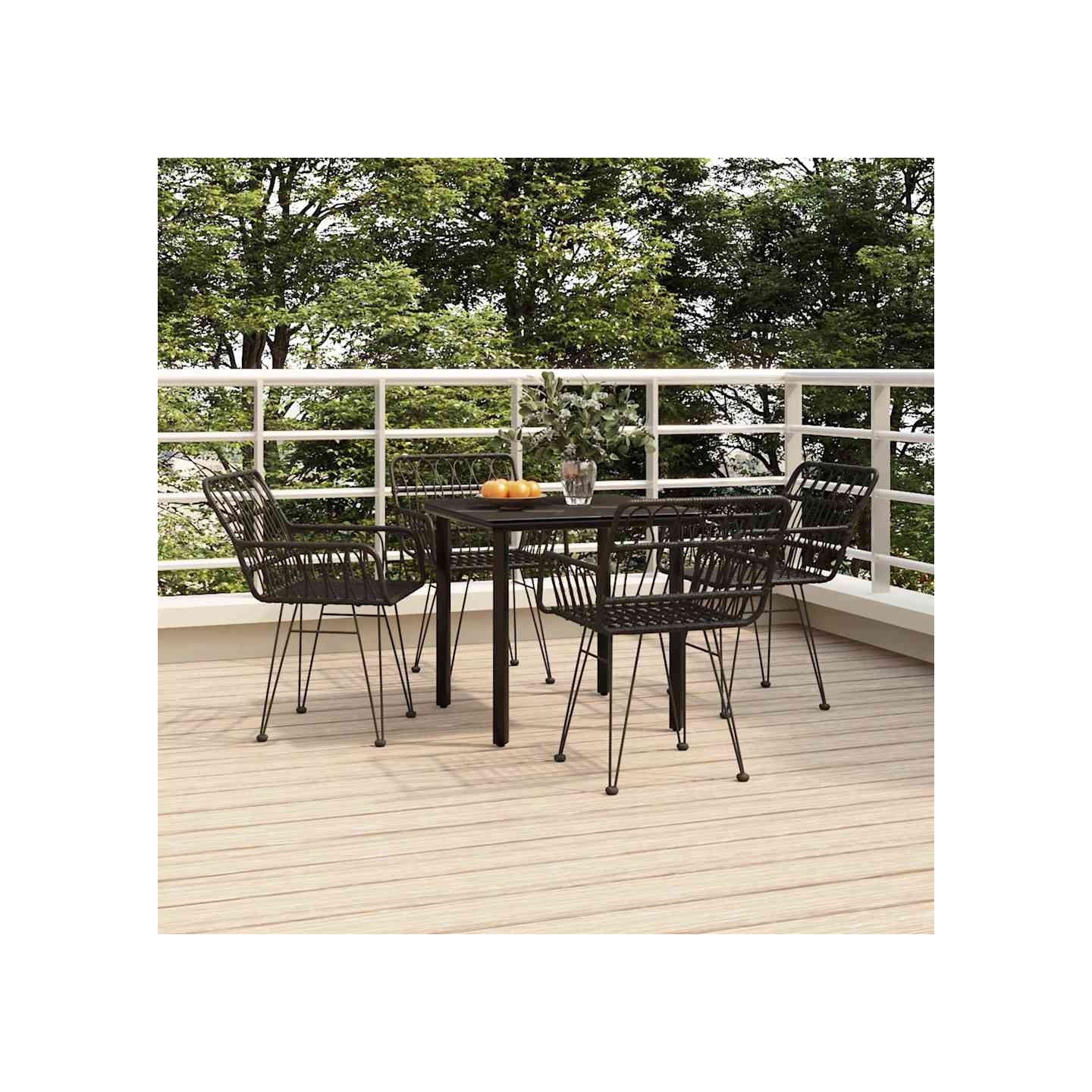 Ensemble à manger de jardin 5 pcs Noir Résine tressée