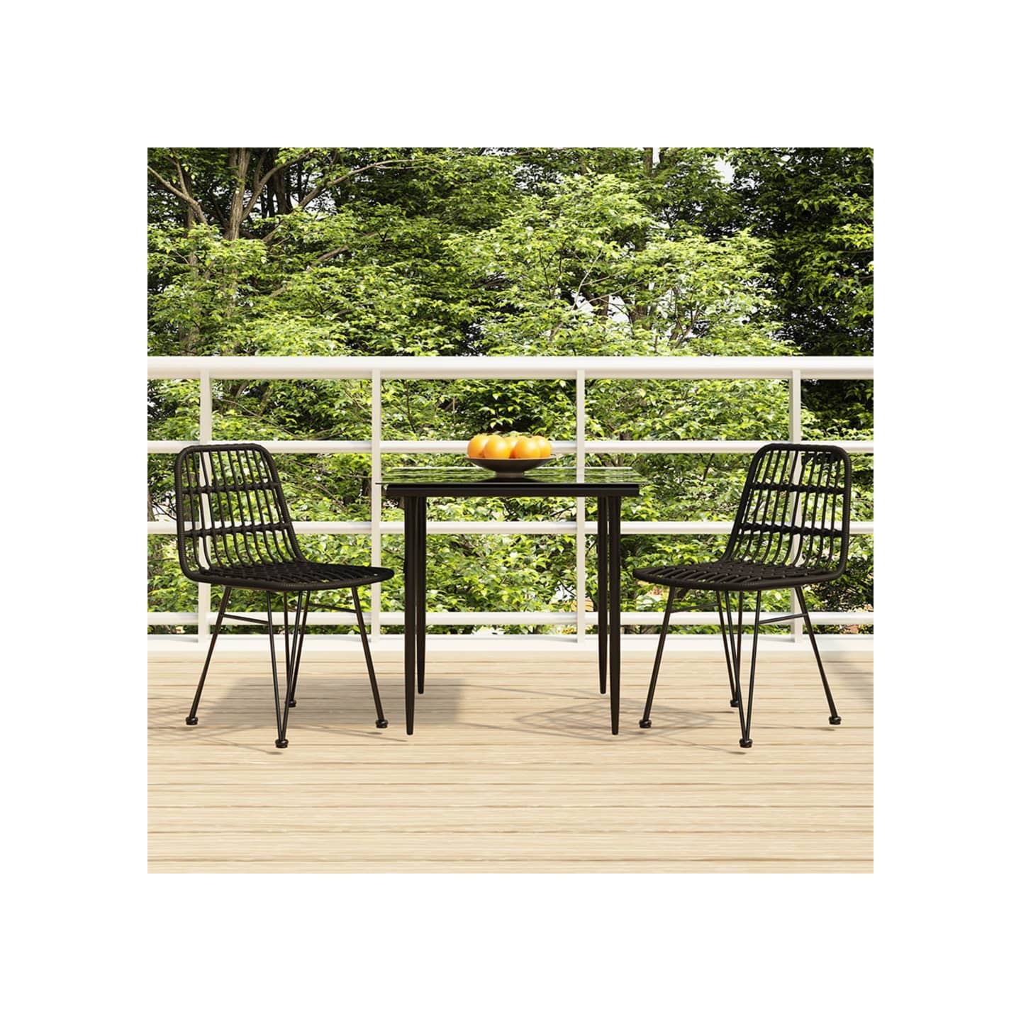 Ensemble à manger de jardin 3 pcs Noir Résine tressée