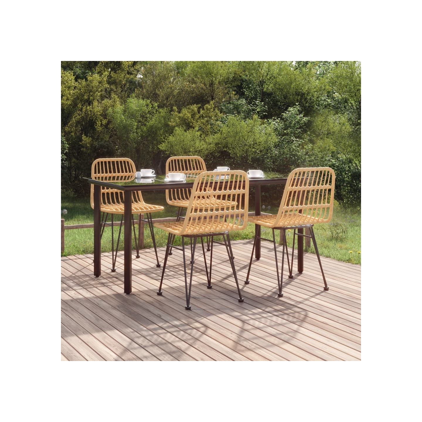 Ensemble à manger de jardin 5pcs Résine tressée