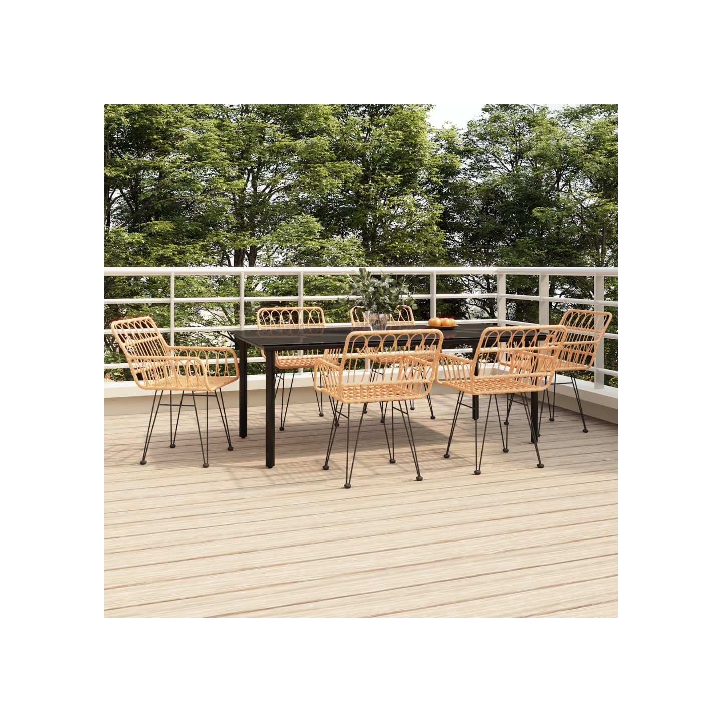 Ensemble à manger de jardin 7 pcs Résine tressée