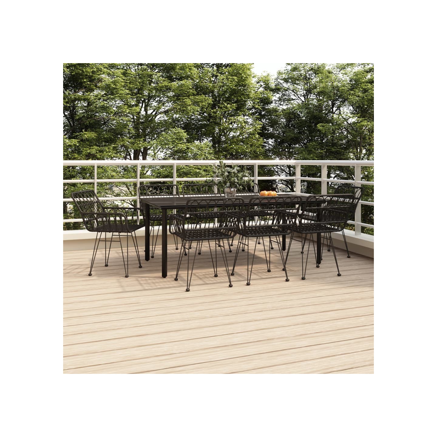 Ensemble à manger de jardin 9 pcs Noir Résine tressée