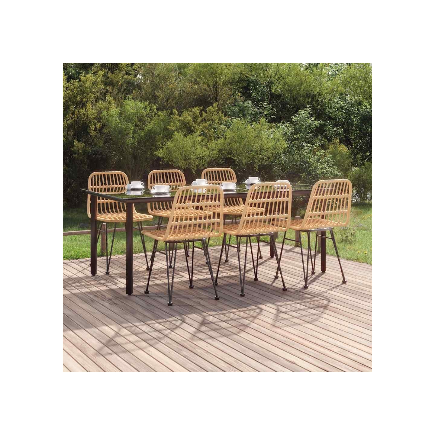 Ensemble à manger de jardin 7 pcs Résine tressée