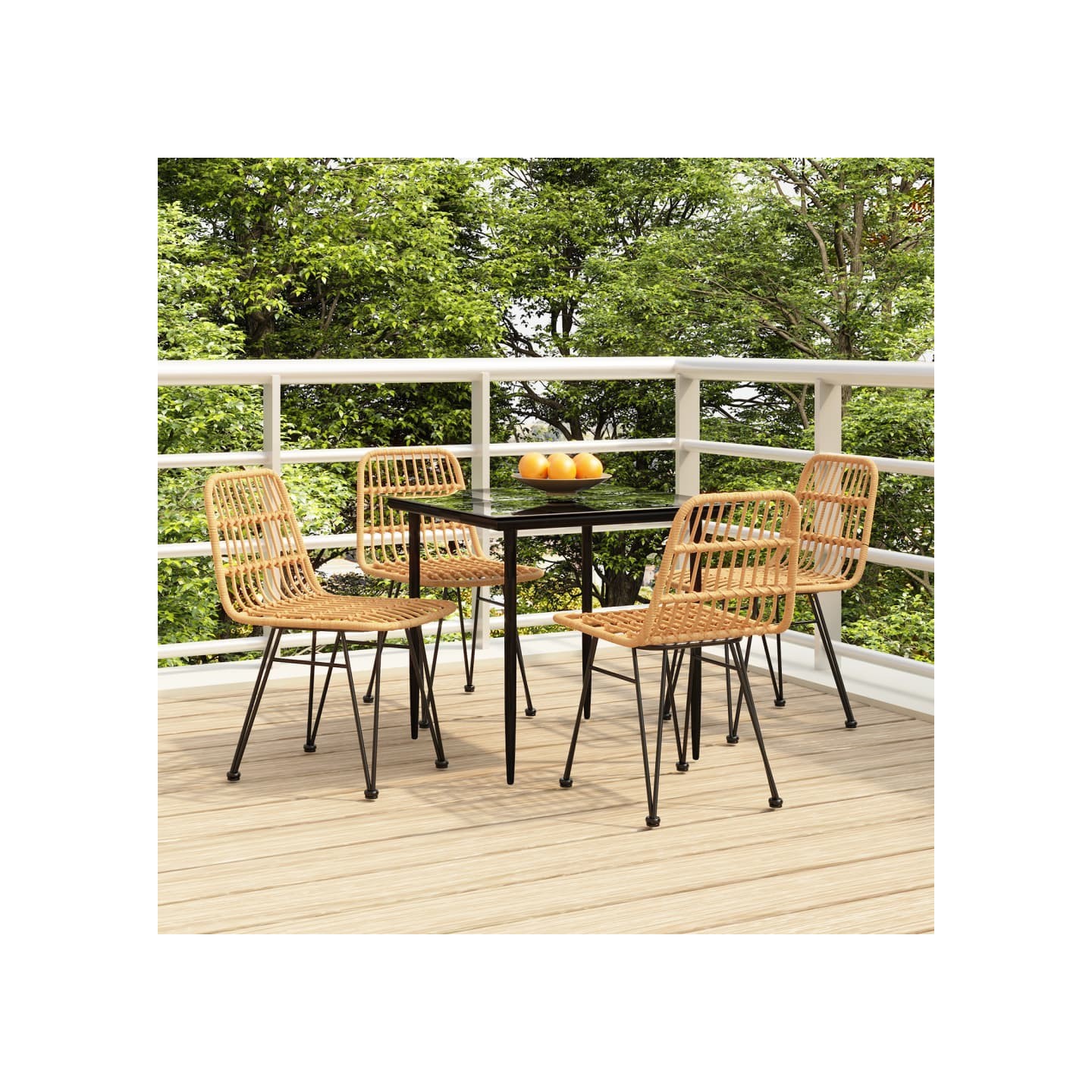 Ensemble à manger de jardin 5pcs Résine tressée