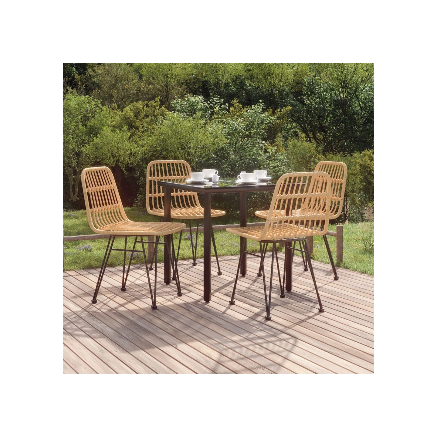 Ensemble à manger de jardin 5pcs Résine tressée
