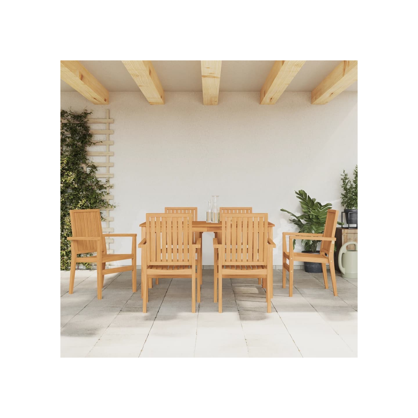 Ensemble à manger de jardin 7 pcs Bois de teck solide