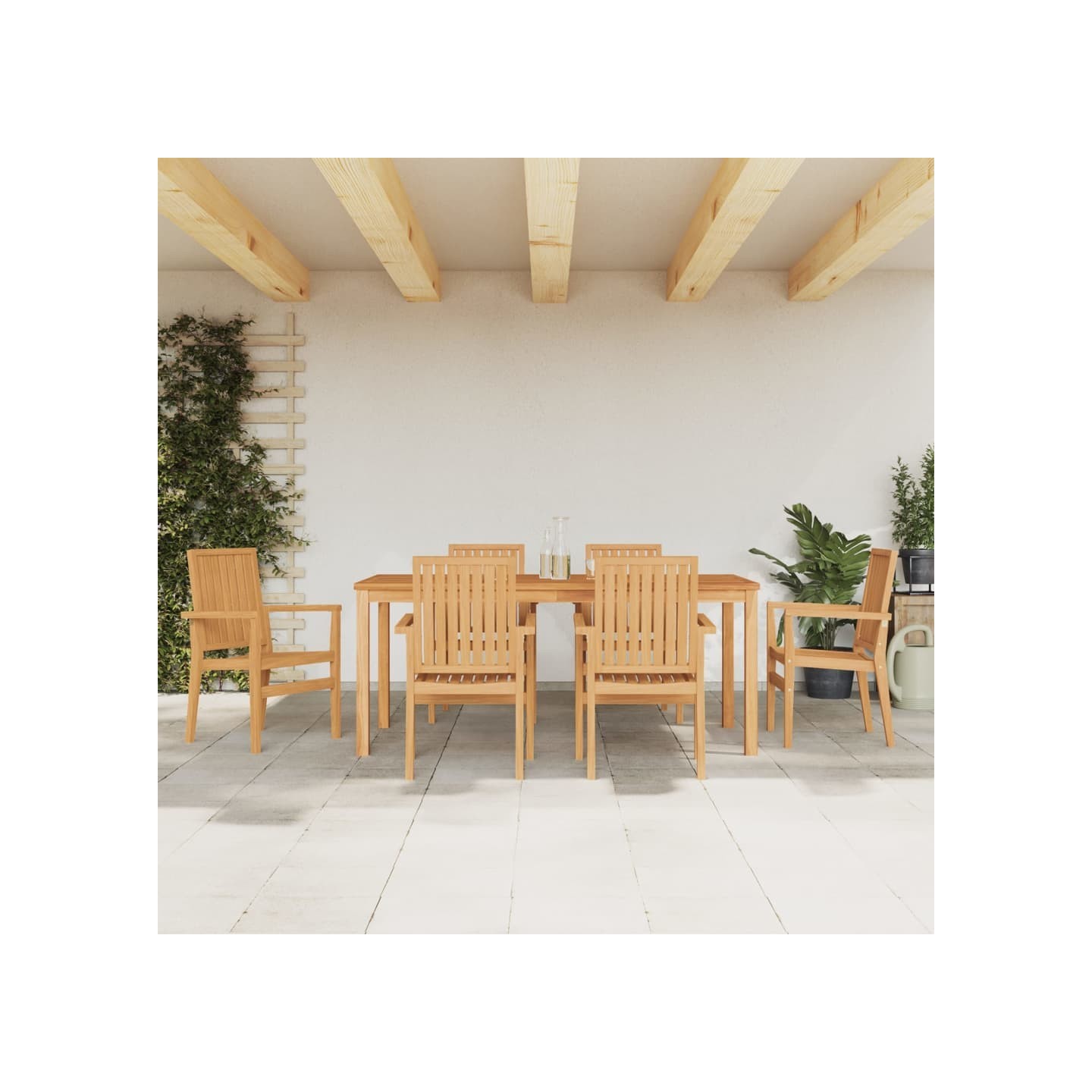 Ensemble à manger de jardin 7 pcs Bois de teck solide