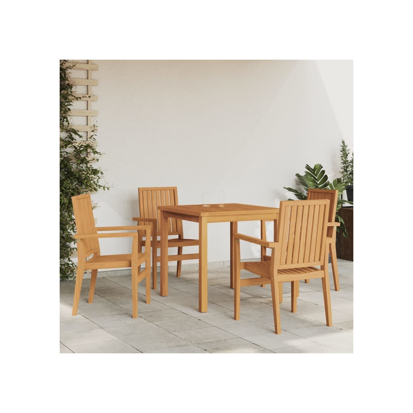 Ensemble à manger de jardin 5pcs Bois de teck massif